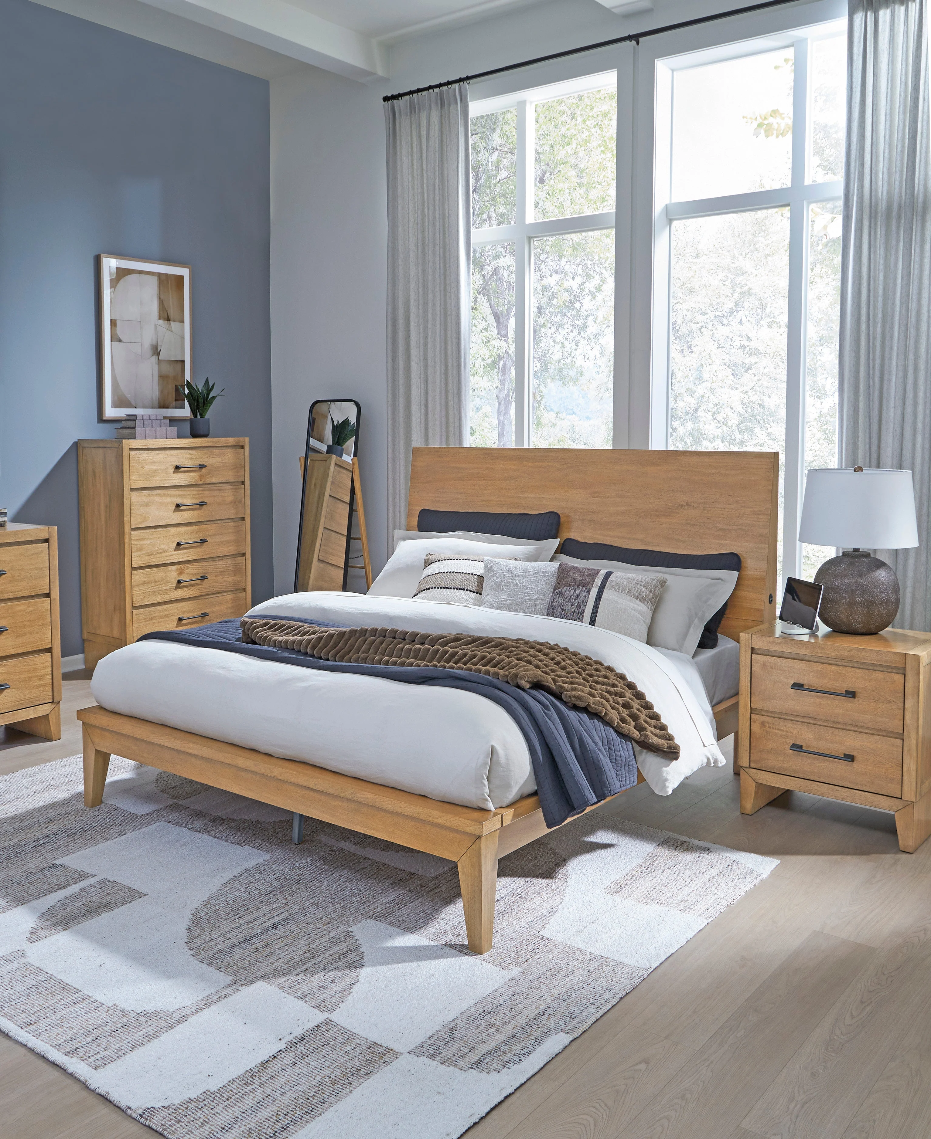 Sherbana Light Brown King  Platform Bed - Image 6
