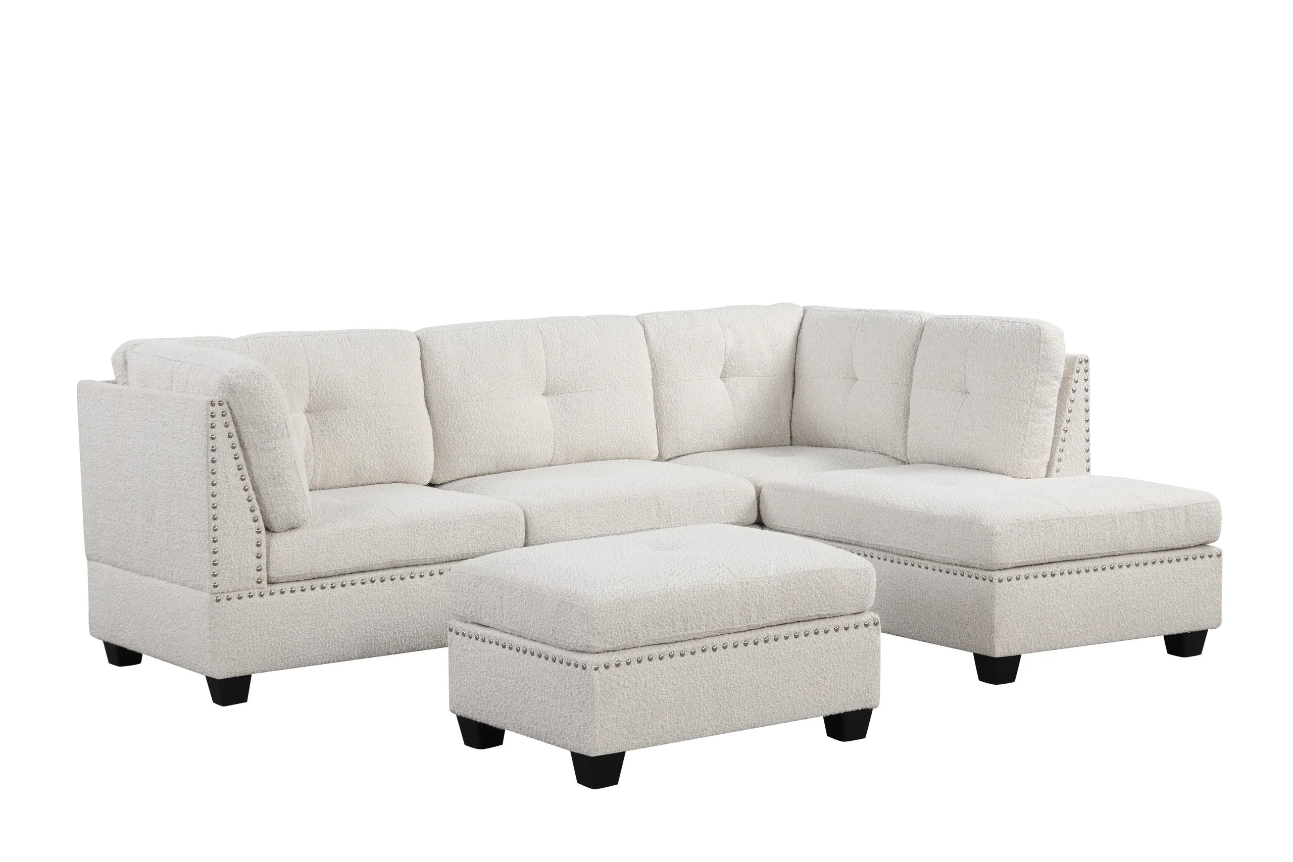Sienna Boucle Sand Sectional with Ottoman - Image 2