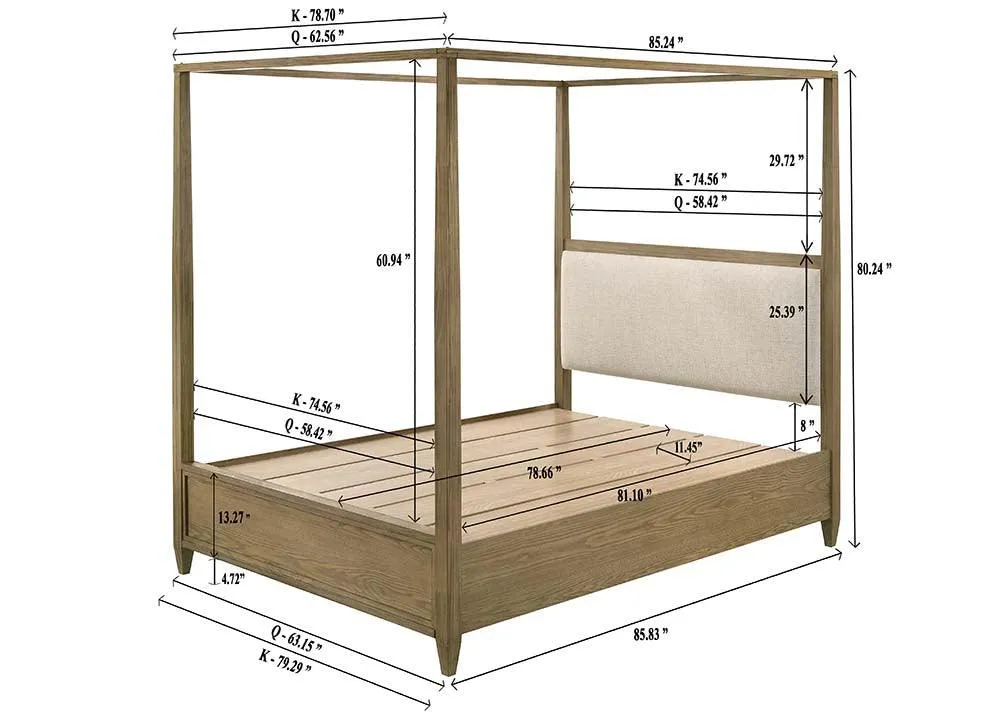 Sienna Rustic Natural King Canopy Platform Bed - Image 4