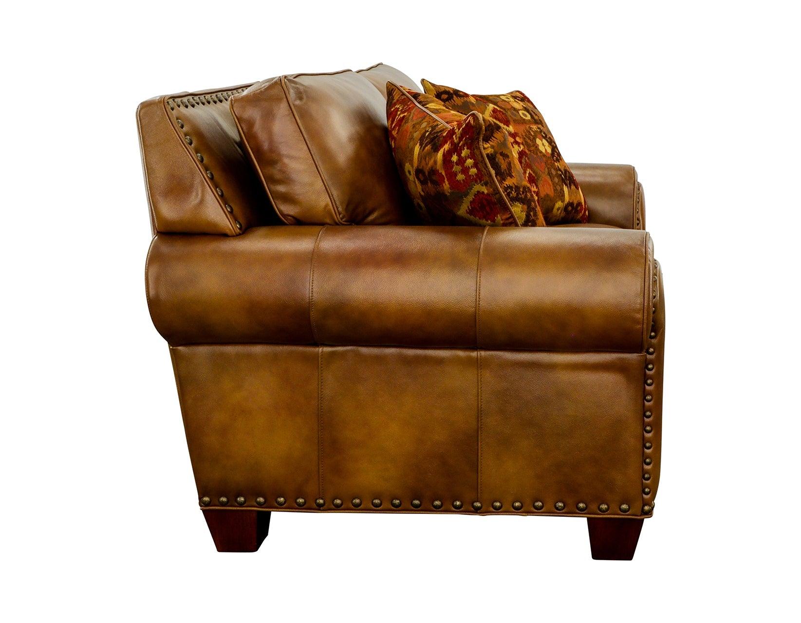 Silverado Camel Top-Grain Leather Loveseat - Image 4