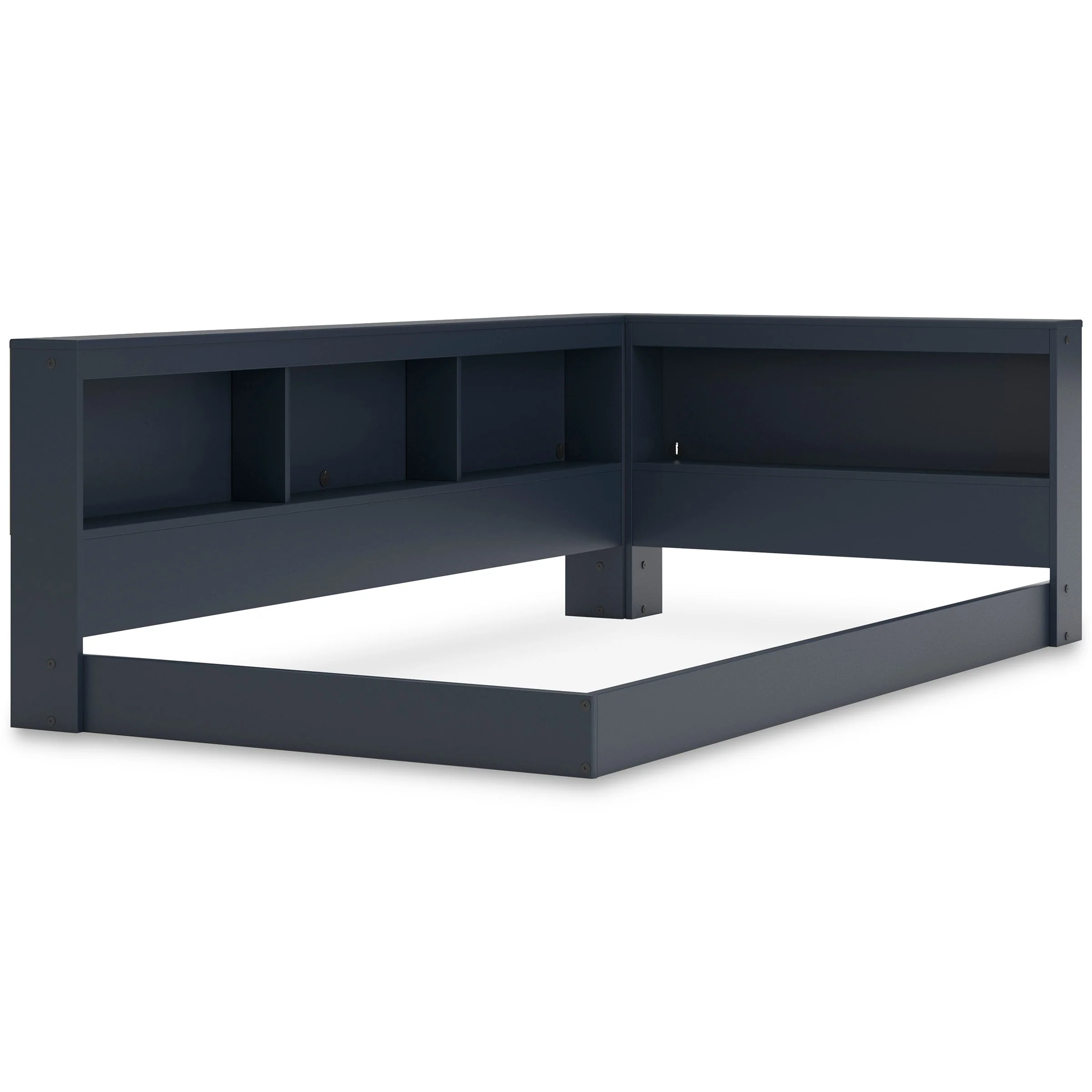 Simmenfort Navy Blue Twin Bookcase Corner Storage Bed - Image 3