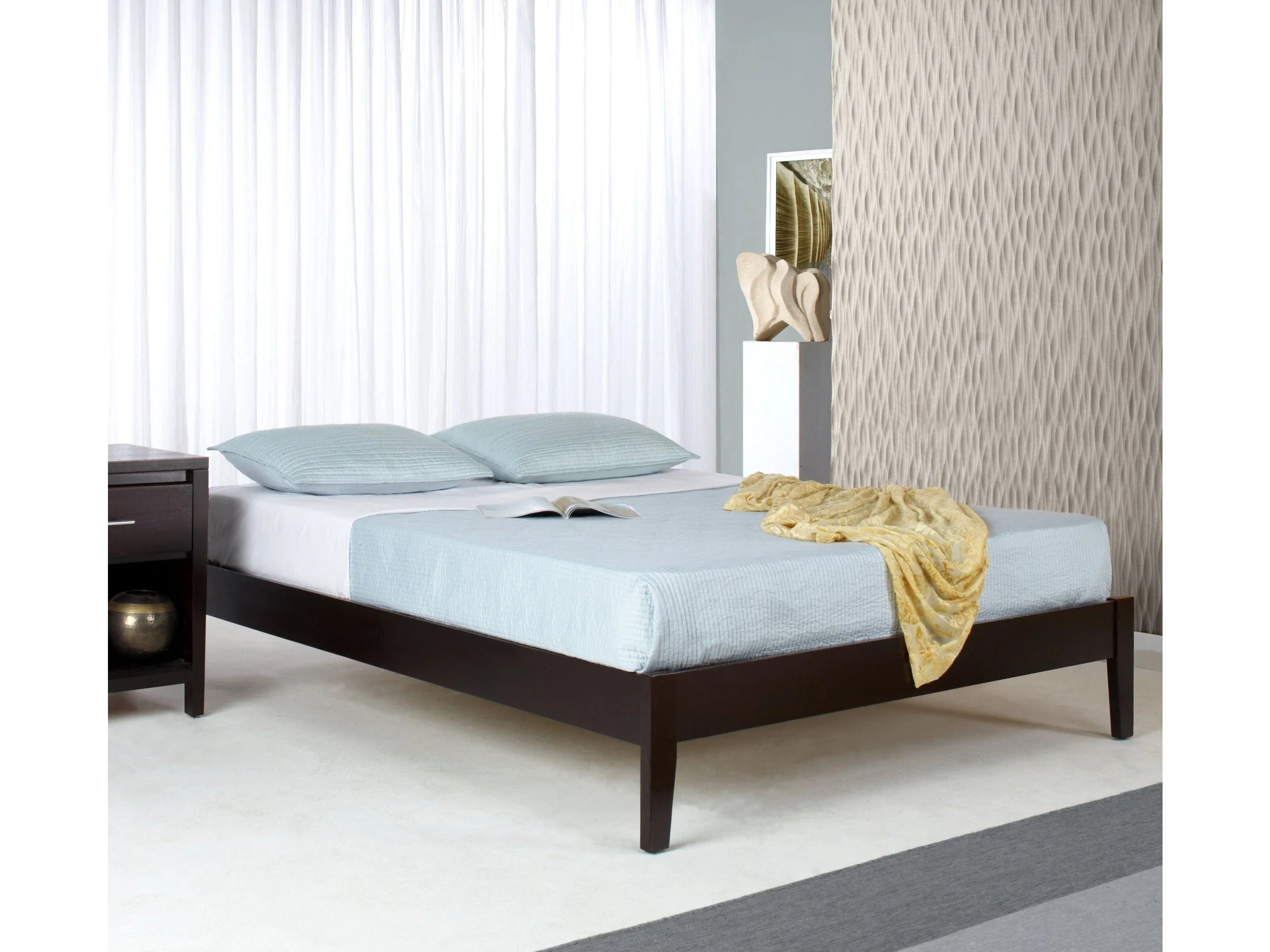 Simple Wood Full Platform Bed in Espresso