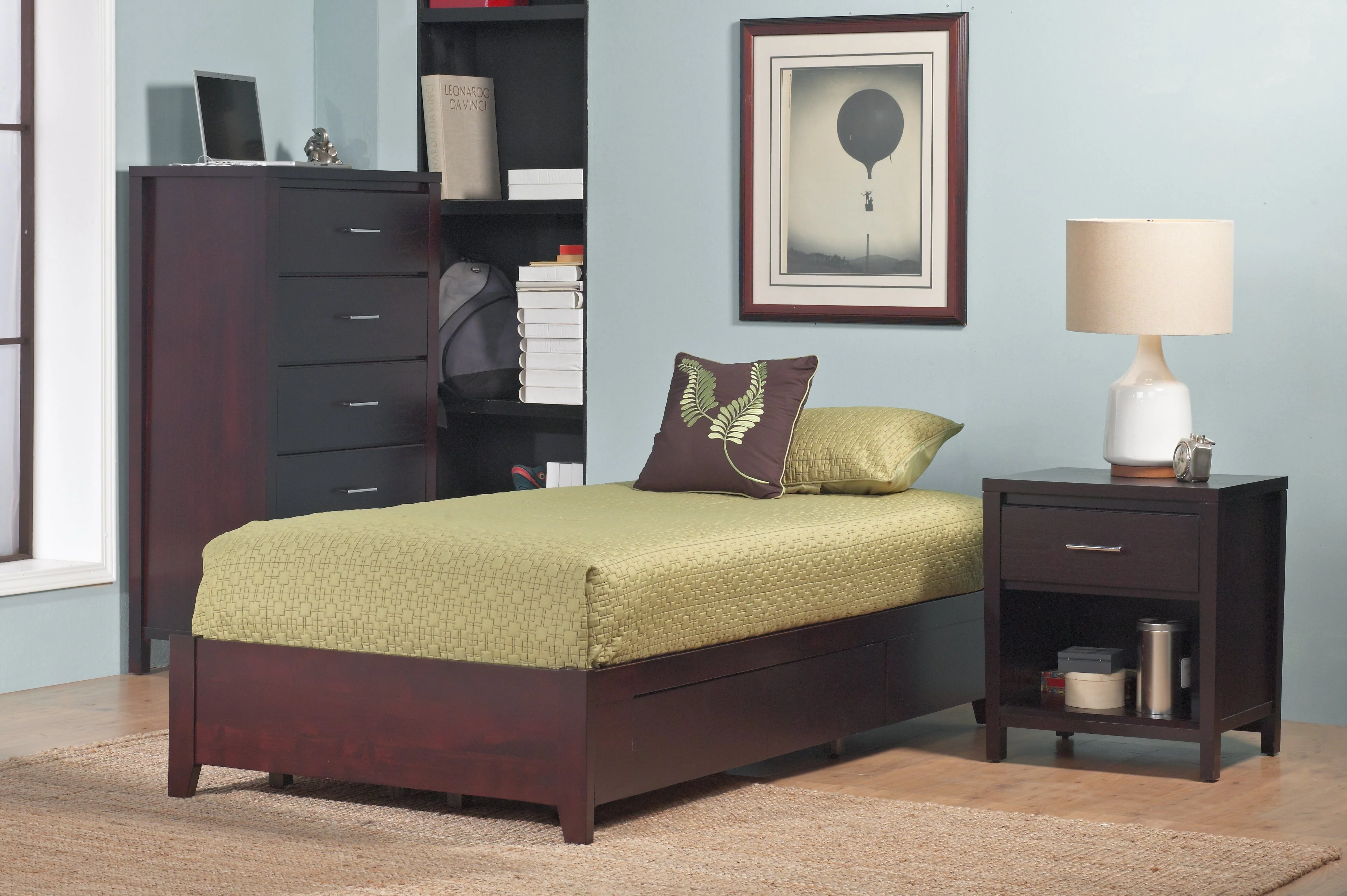 Simple Wood Twin Storage Bed in Espresso - Image 9