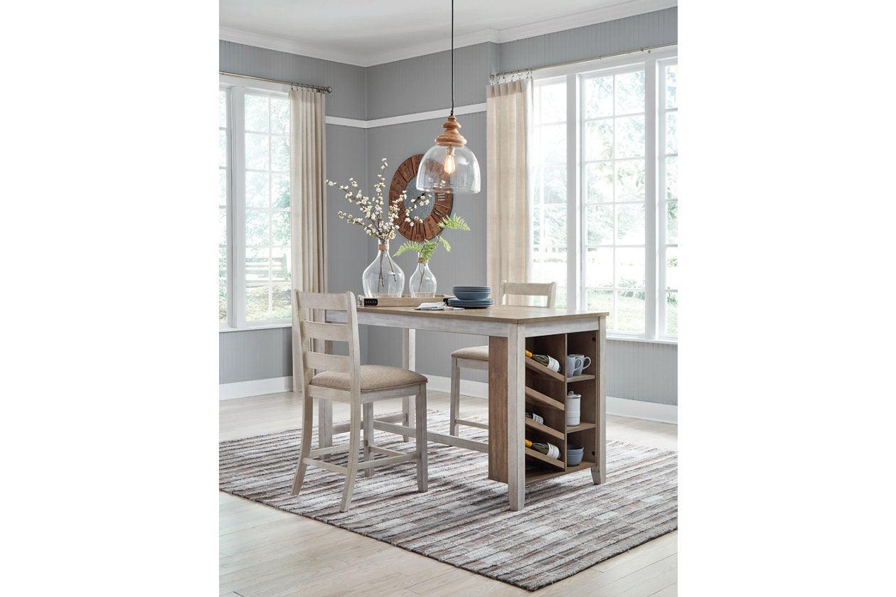 Skempton White/Light Brown Counter Height Dining Table and 2 Barstools