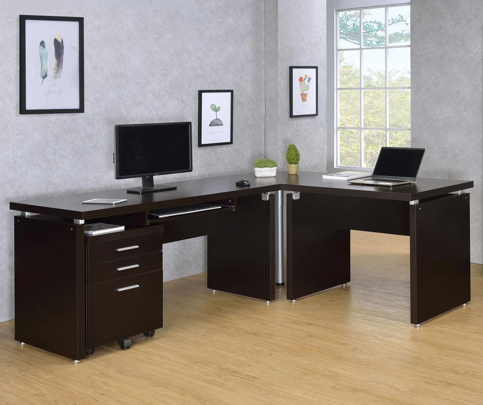 Skylar Cappuccino Computer Desk with Keyboard Drawer - Image 2