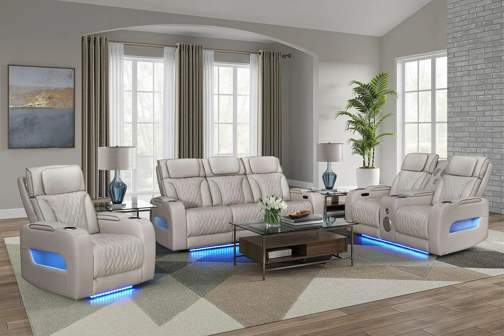 Skyline Sand 3-Piece Power Reclining Living Room Set
