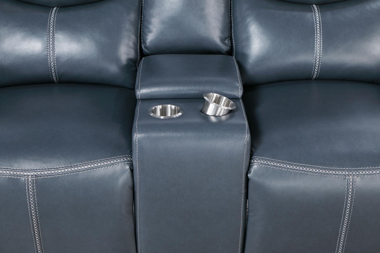Sloane Blue 2-Piece Upholstered Motion Reclining Sofa Set - Image 16