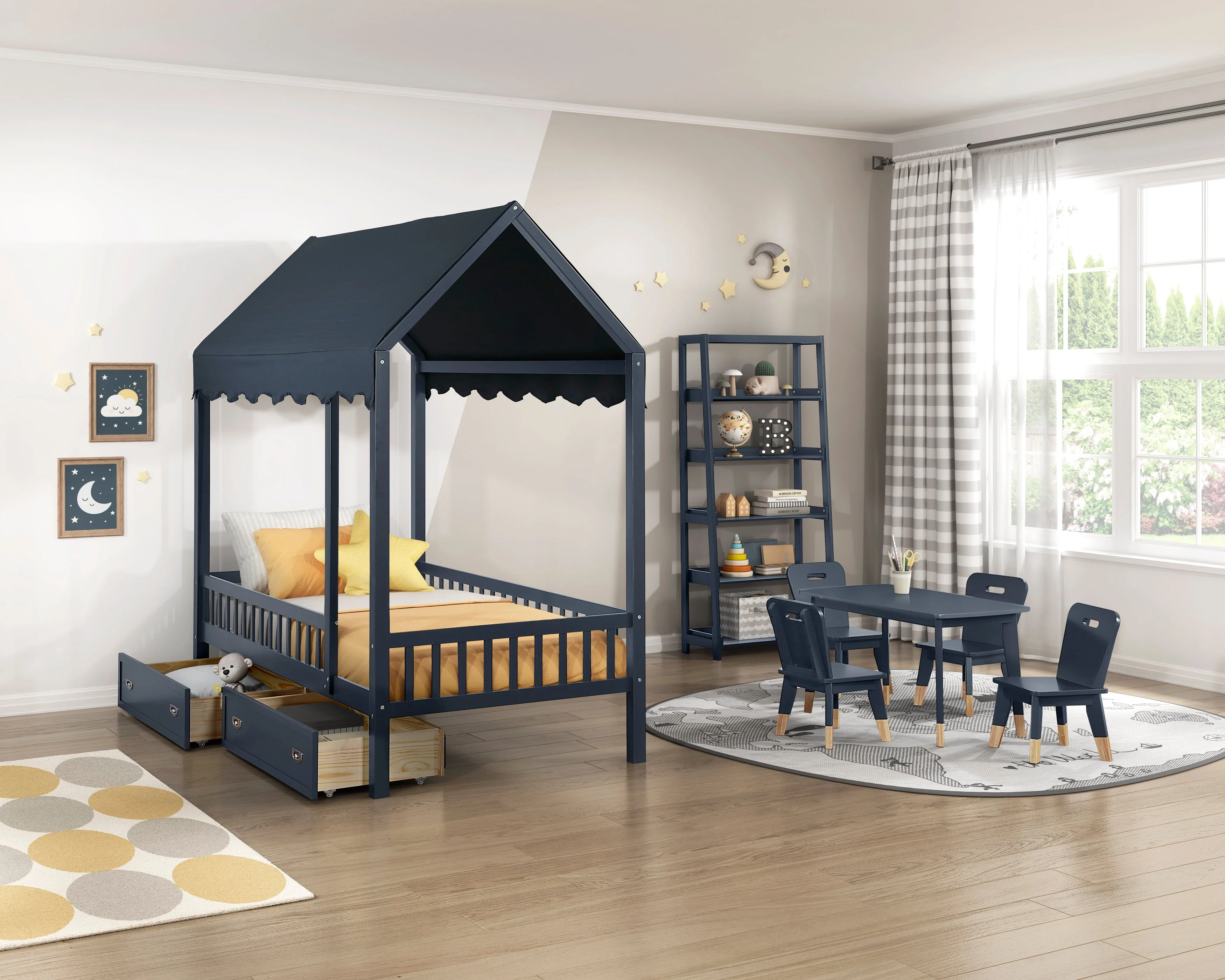 Sloane Navy Blue 5-Piece Pack Children Table and Chairs Set - Image 8