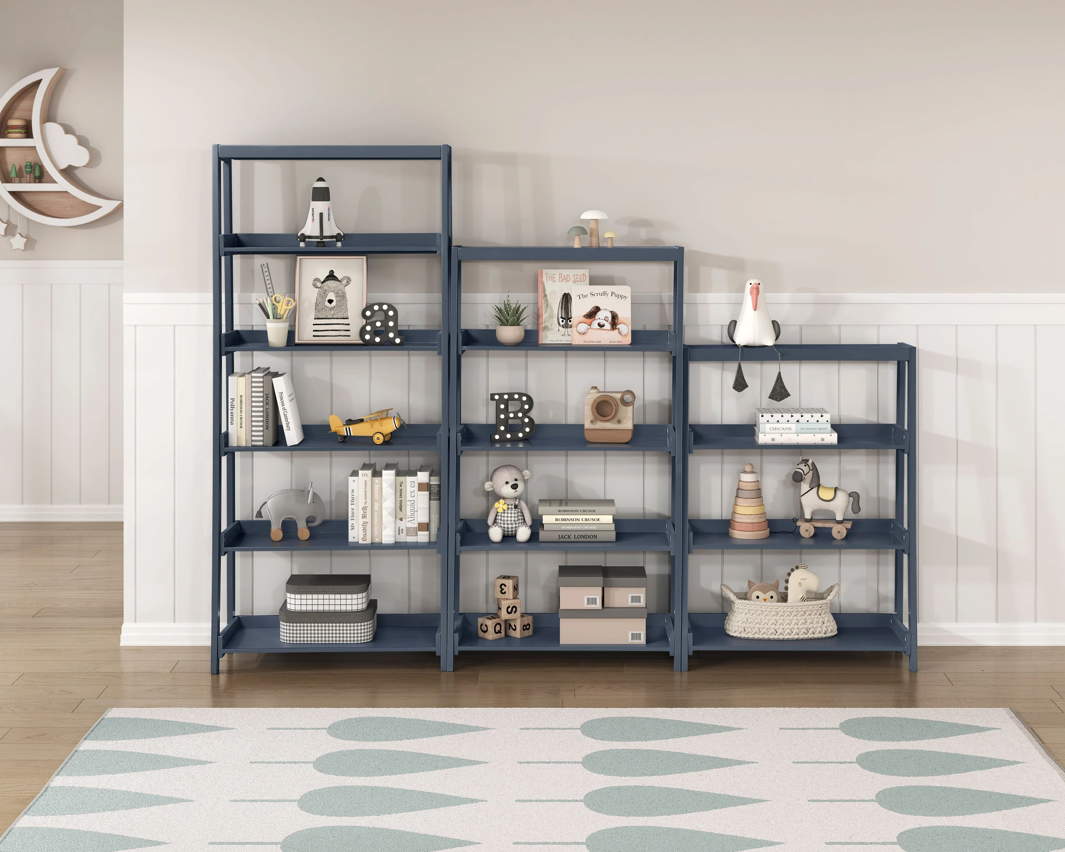 Sloane Navy Blue Bookcase with 4 Fixed Shelves - Image 5