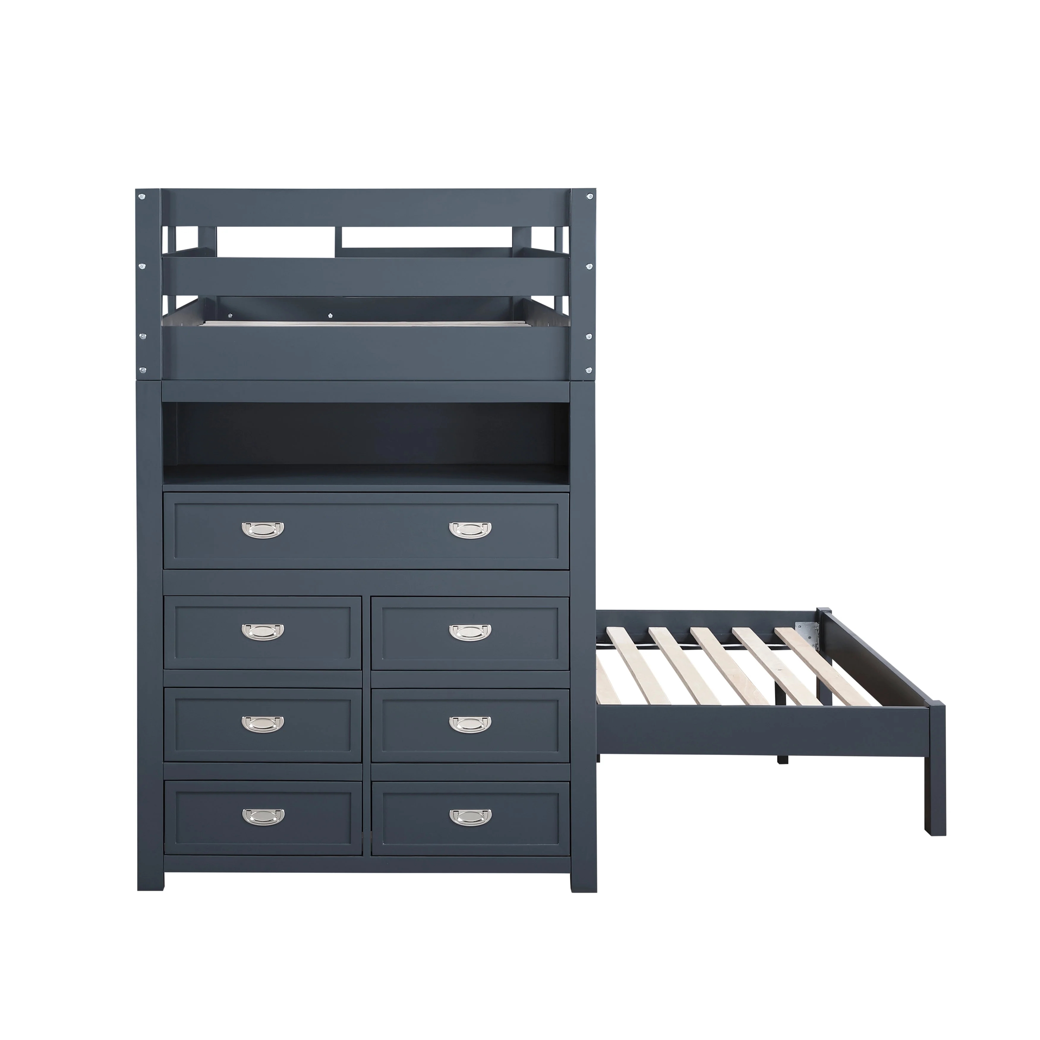 Sloane Navy Blue Twin/Full Loft Bunk Bed with Chest and Hidden Desk - Image 6