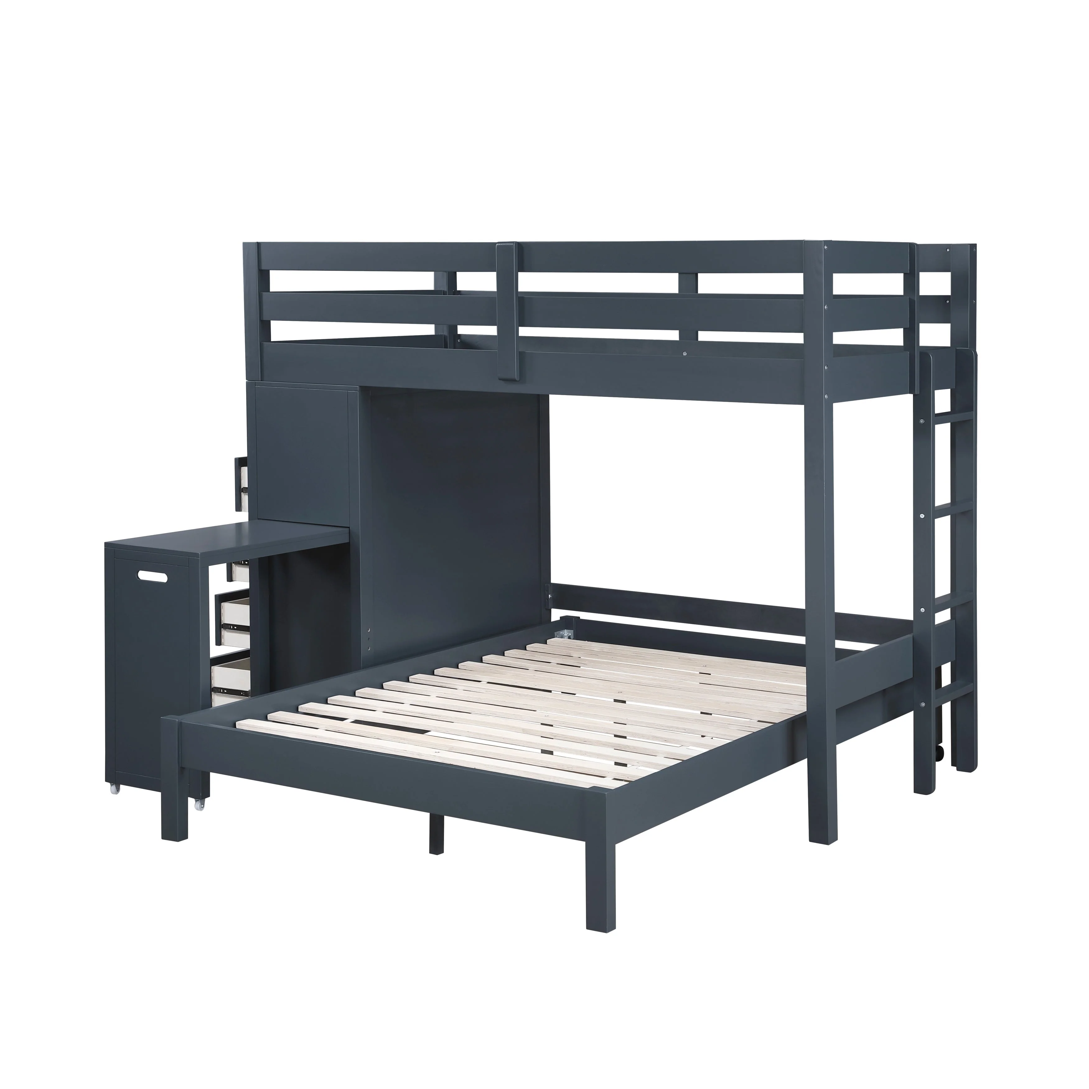 Sloane Navy Blue Twin/Full Loft Bunk Bed with Chest and Hidden Desk - Image 8