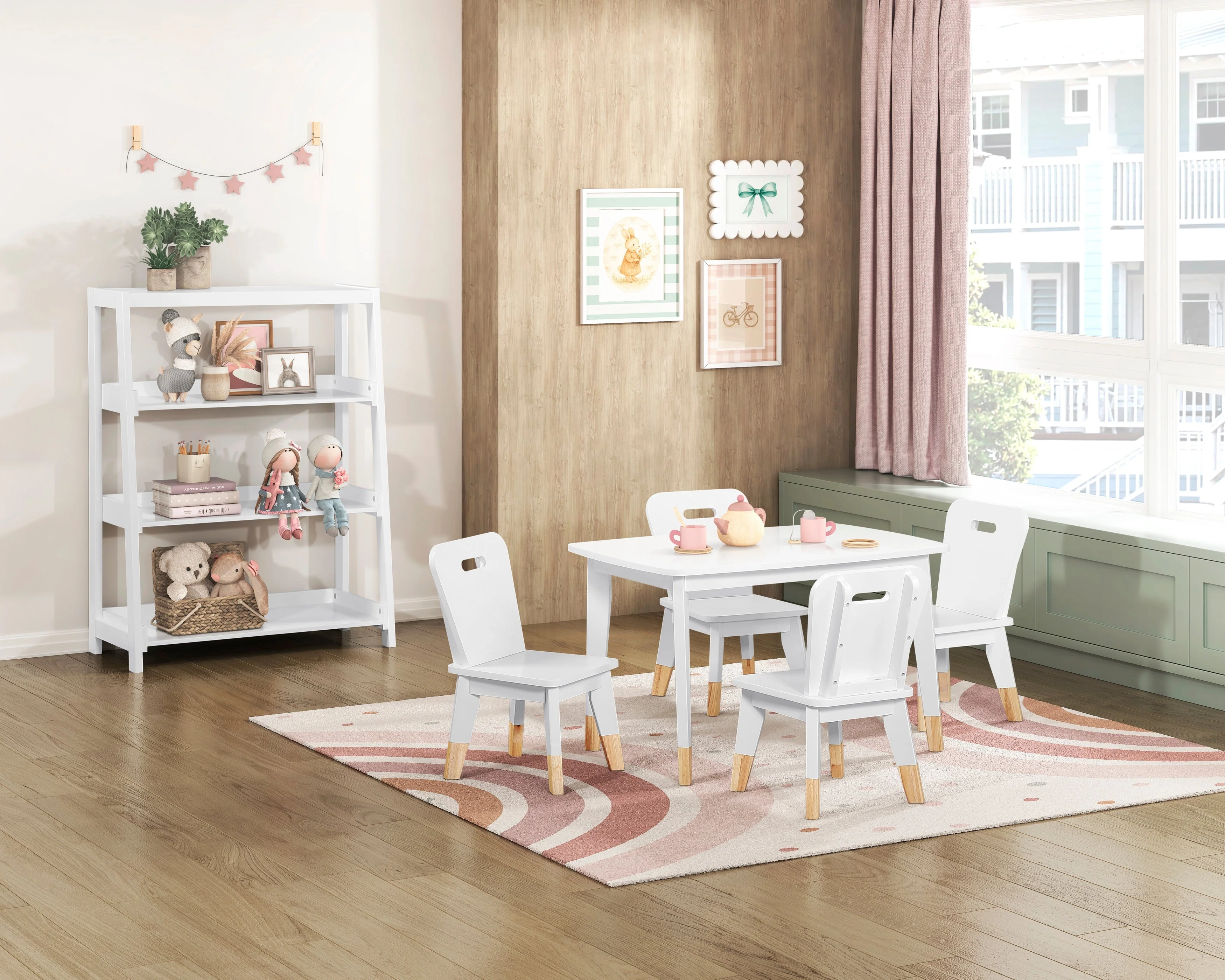 Sloane White 5-Piece Pack Children Table and Chairs Set - Image 8