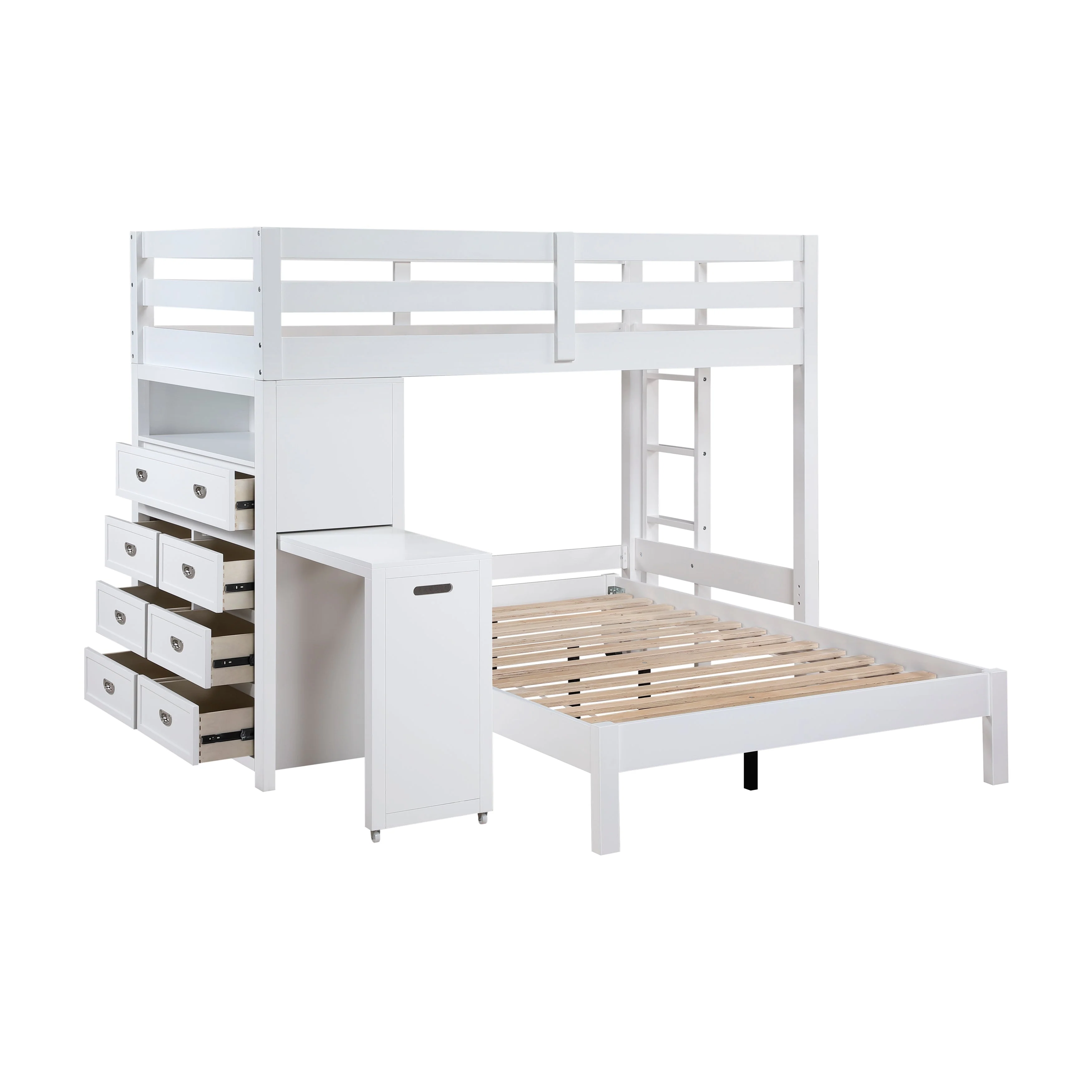 Sloane White Twin/Full Loft Bunk Bed with Chest and Hidden Desk - Image 10