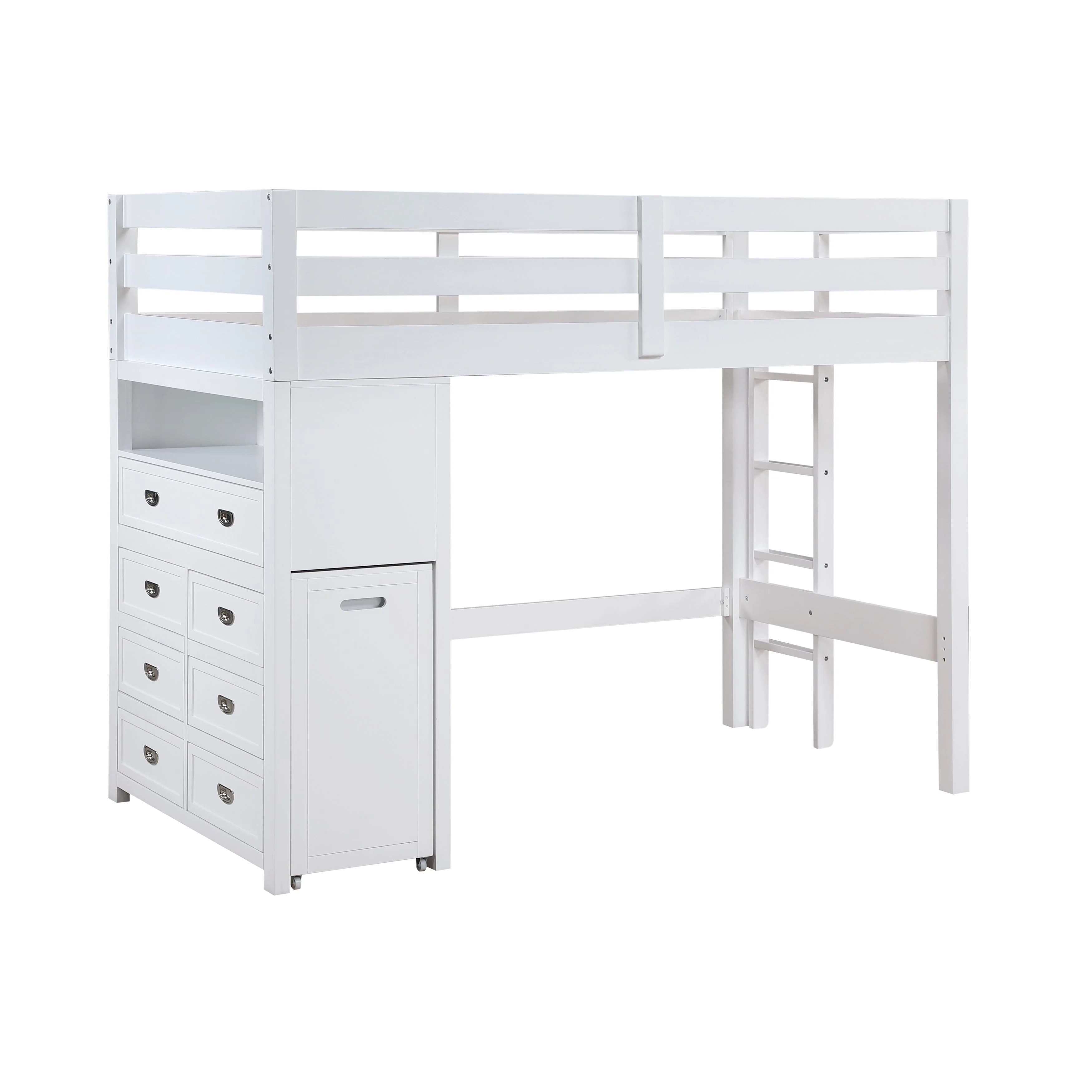Sloane White Twin/Full Loft Bunk Bed with Chest and Hidden Desk - Image 14