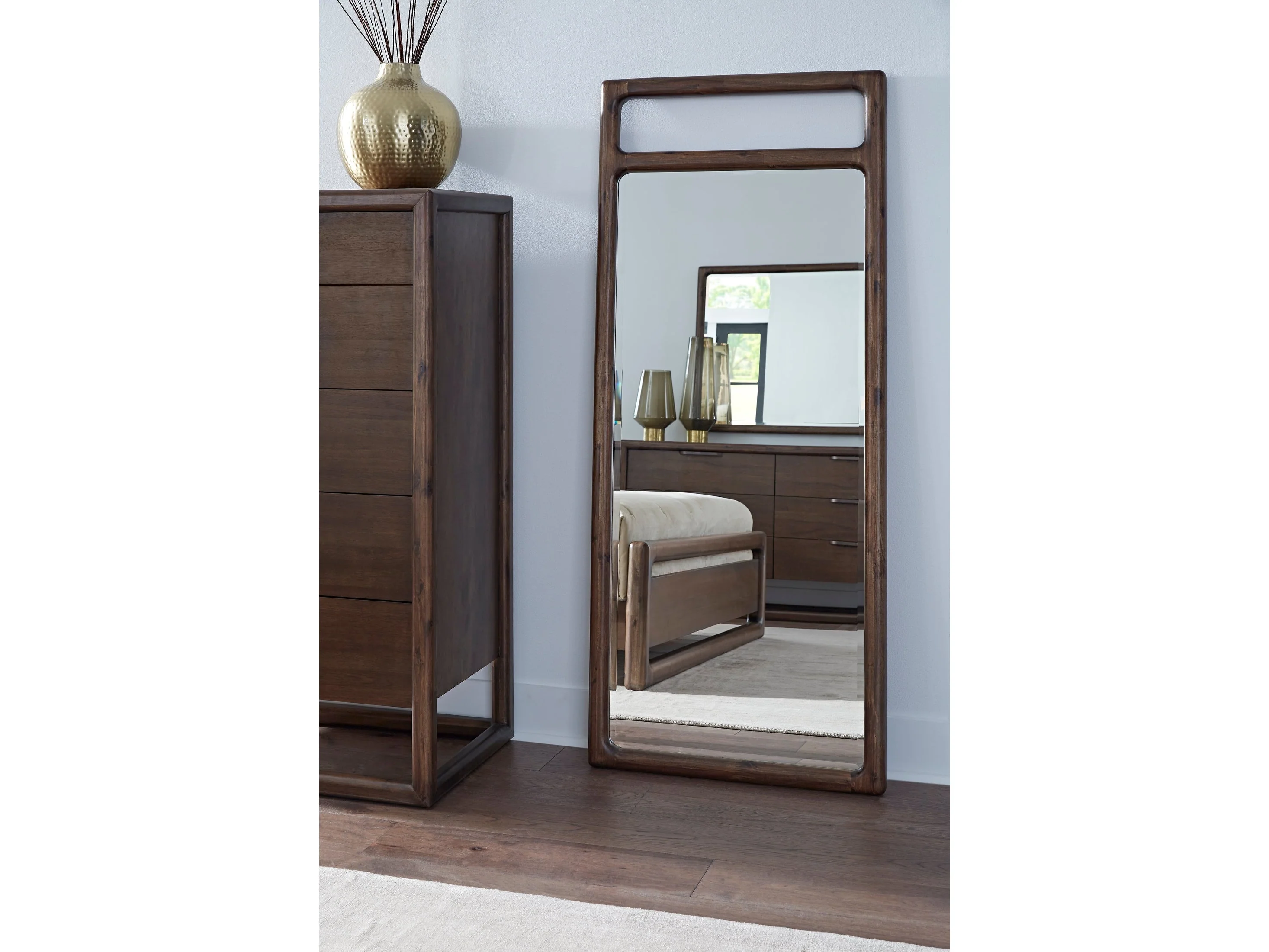 Sol Brown Spce Beveled Glass Floor Mirror