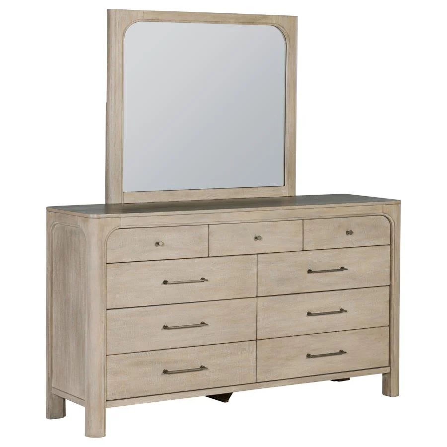 Solano Weathered Mango 9-drawer Bedroom Dresser with Mirror - Image 3