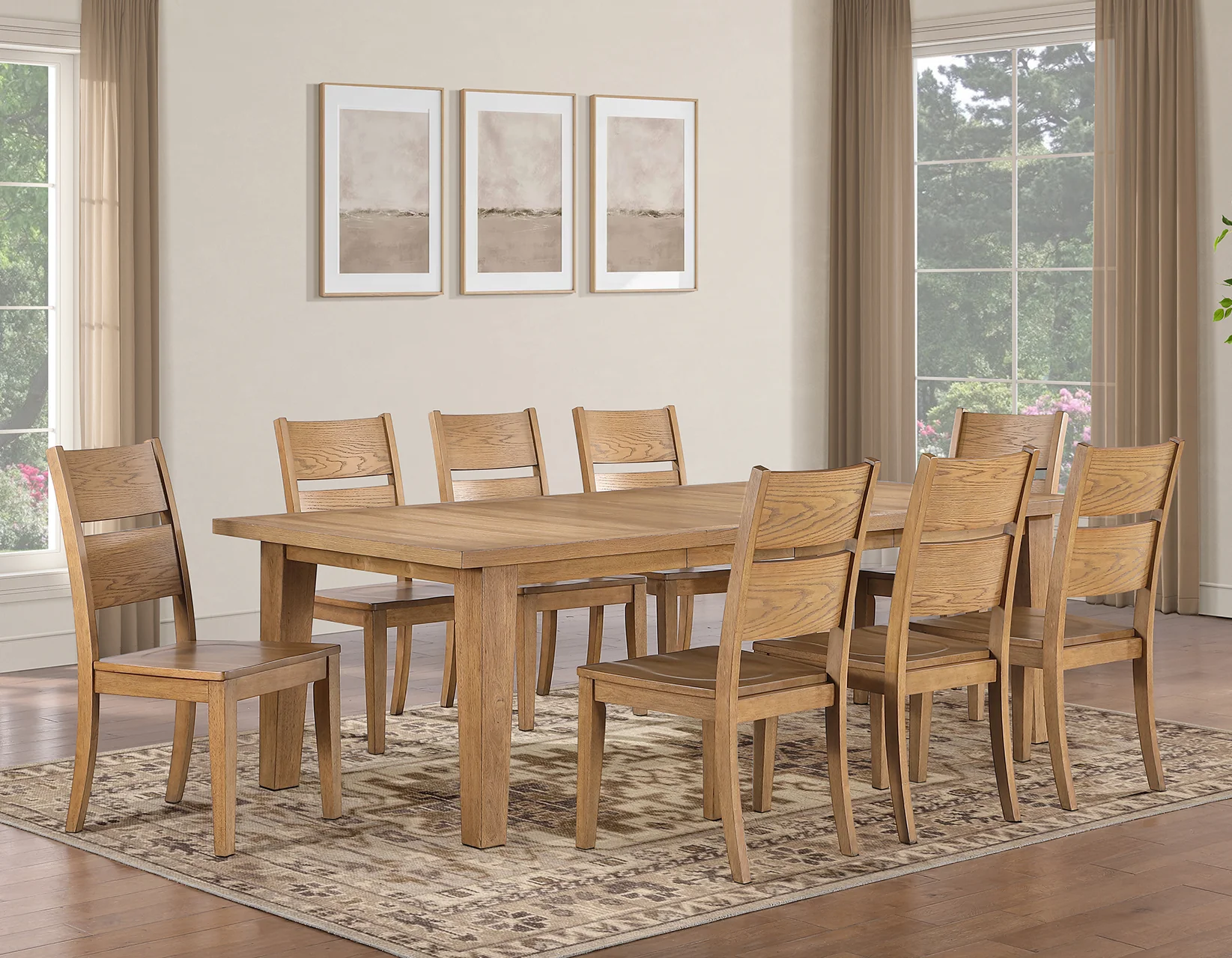 Sommerset Natural Oak 5-Piece 64-96 Ladder Back Dining Set - Image 4