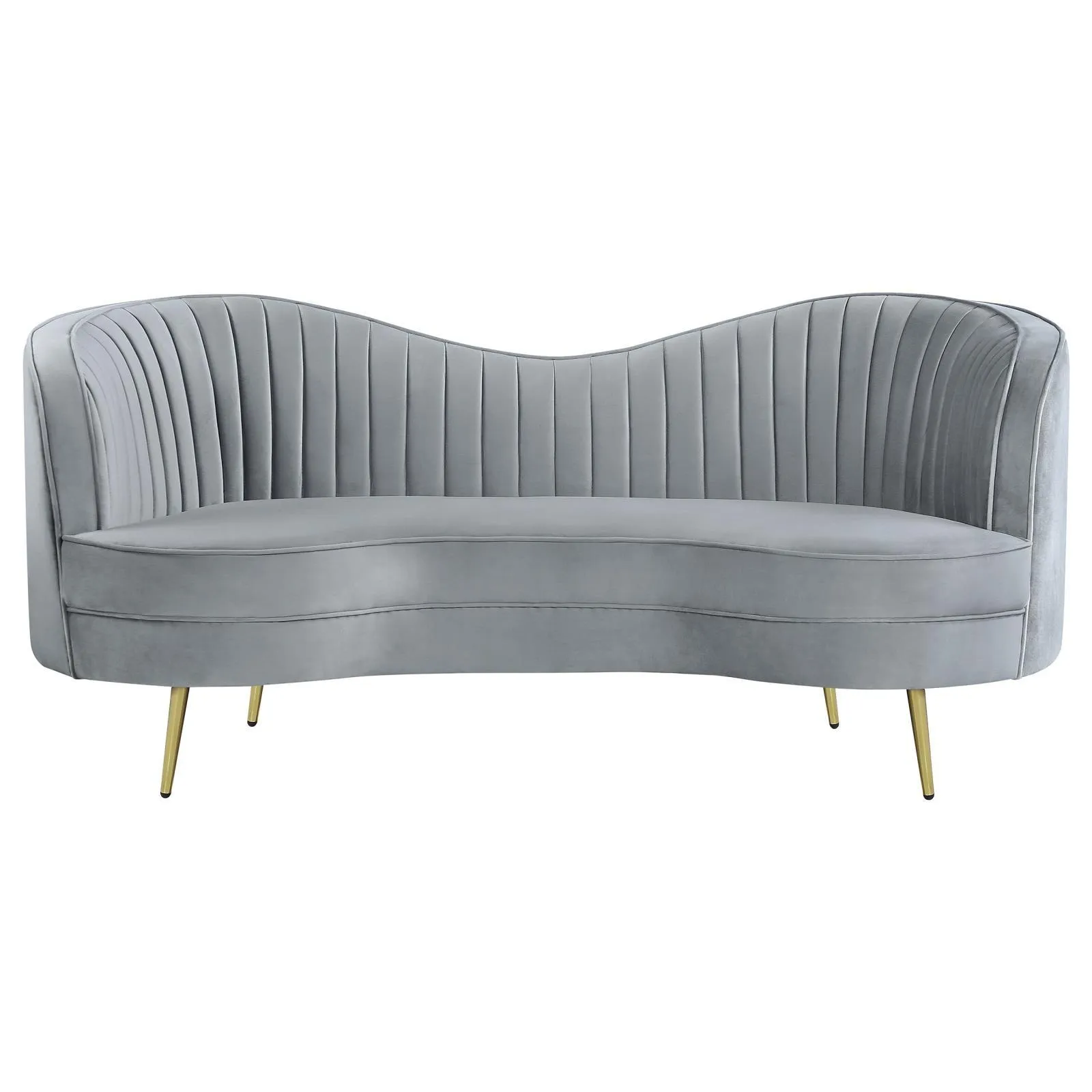 Sophia Gray/Gold Upholstered Loveseat with Camel Back - Image 3