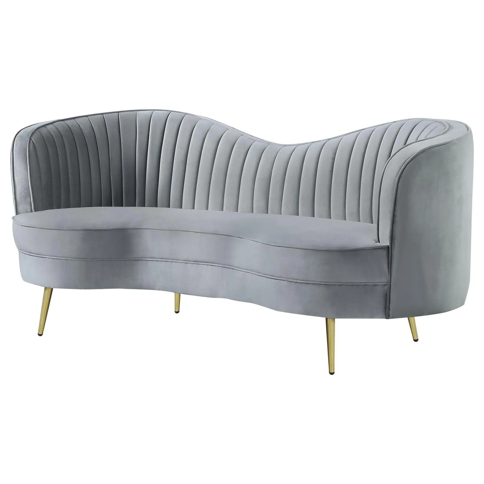 Sophia Gray/Gold Upholstered Loveseat with Camel Back - Image 4