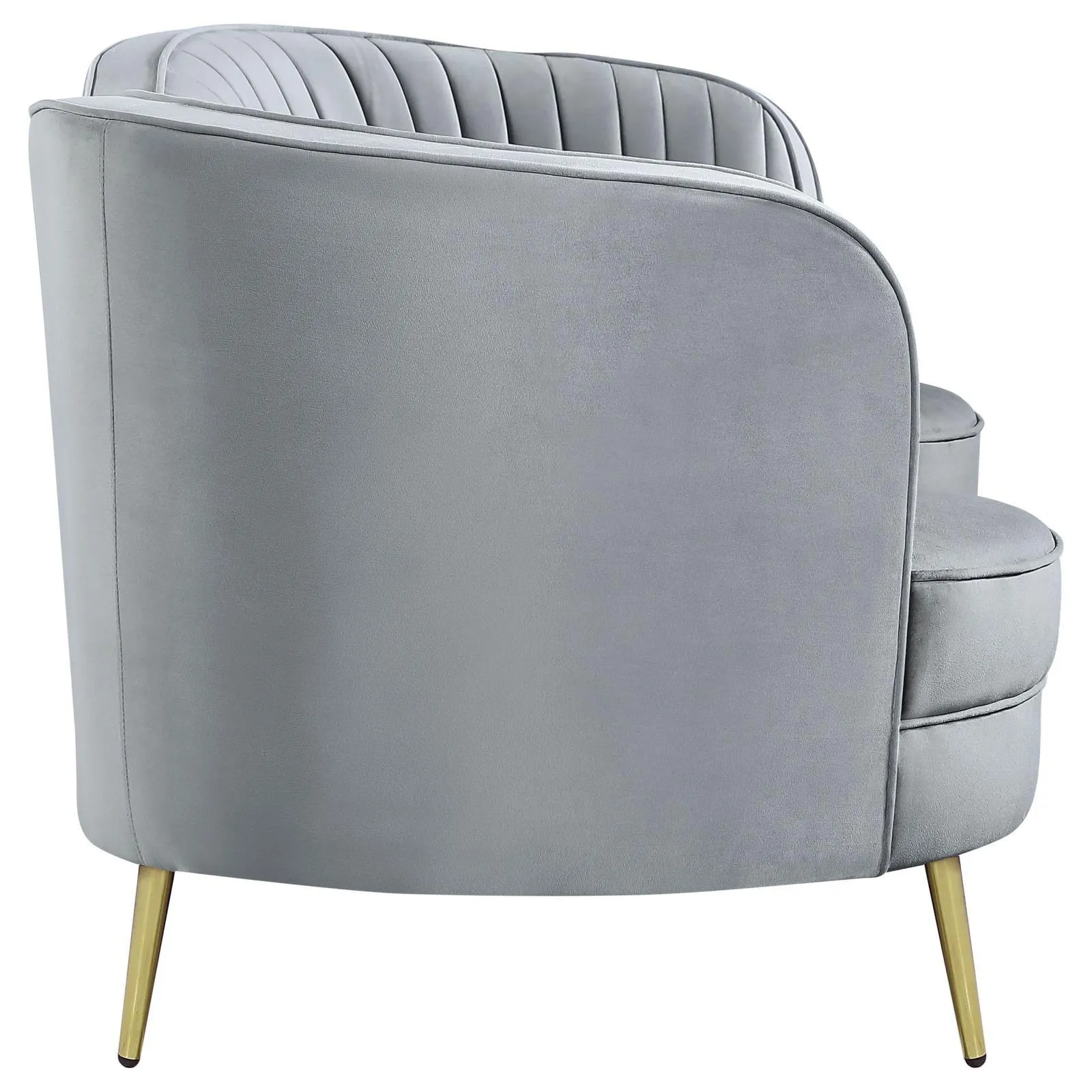 Sophia Gray/Gold Upholstered Loveseat with Camel Back - Image 7