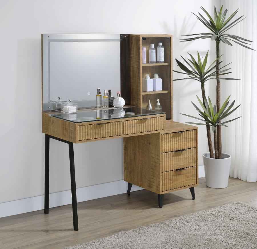 Souza Mango 5-Drawer Makeup Vanity Table With LED Mirror