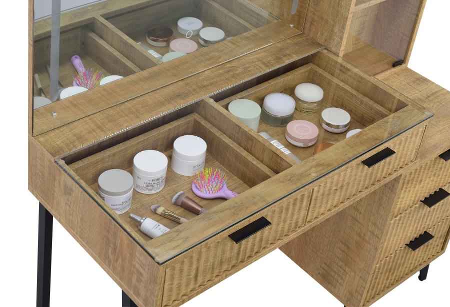 Souza Mango 5-Drawer Makeup Vanity Table With LED Mirror - Image 12