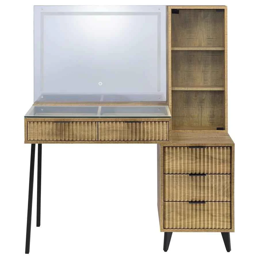 Souza Mango 5-Drawer Makeup Vanity Table With LED Mirror - Image 6