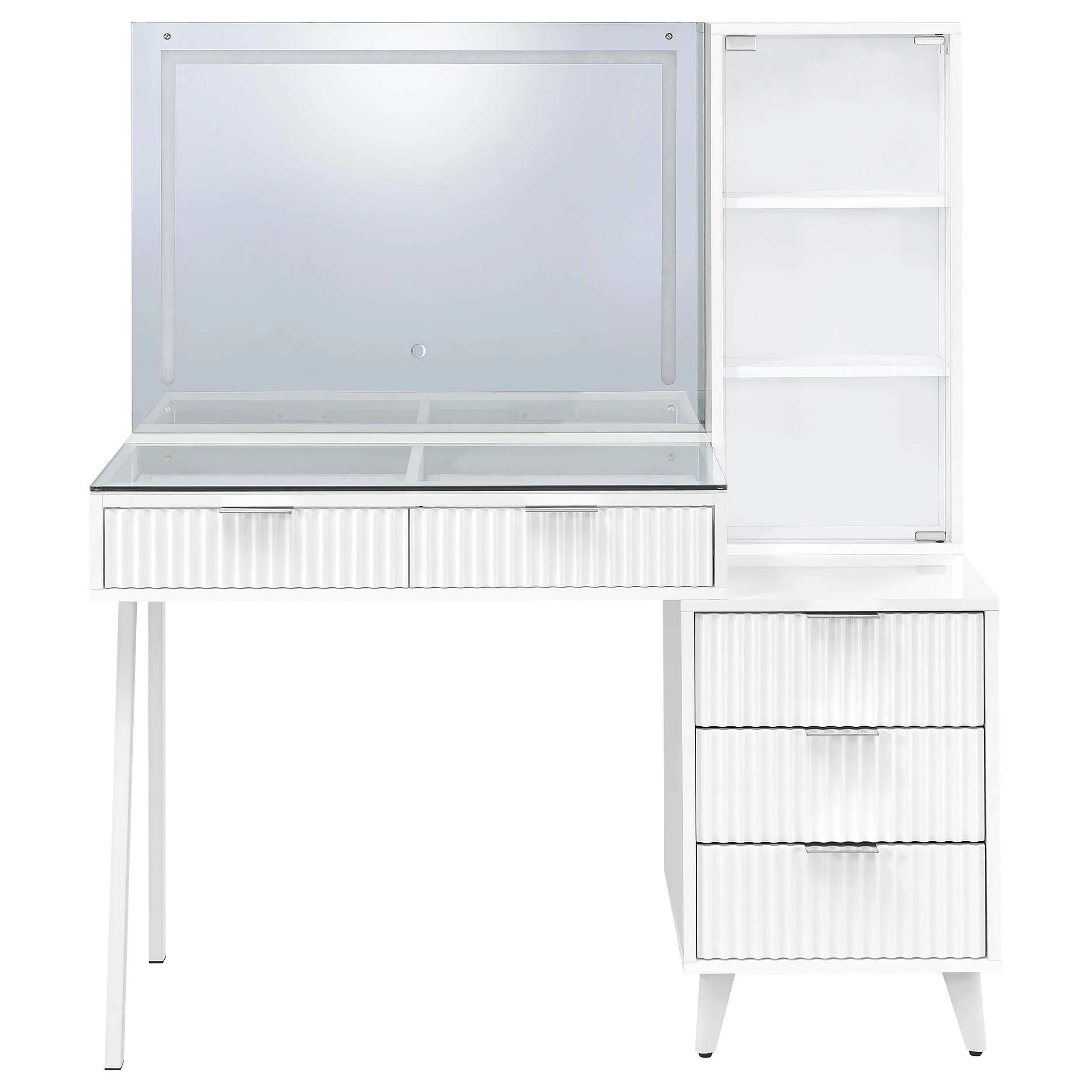 Souza White High Gloss 5-Drawer Makeup Vanity Table With LED Mirror - Image 6