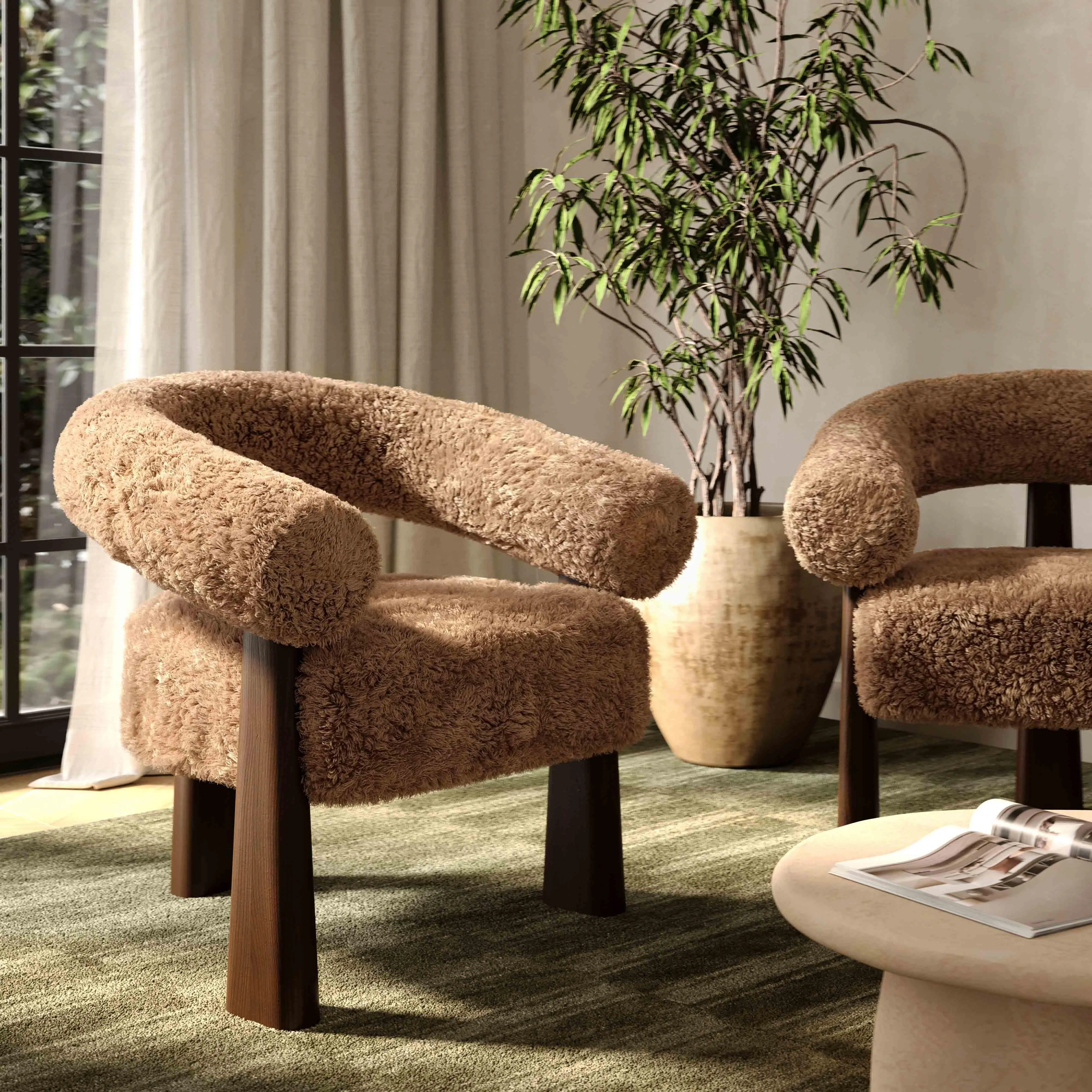 Spara Straight Vegan Shearling Accent Chair - Image 9
