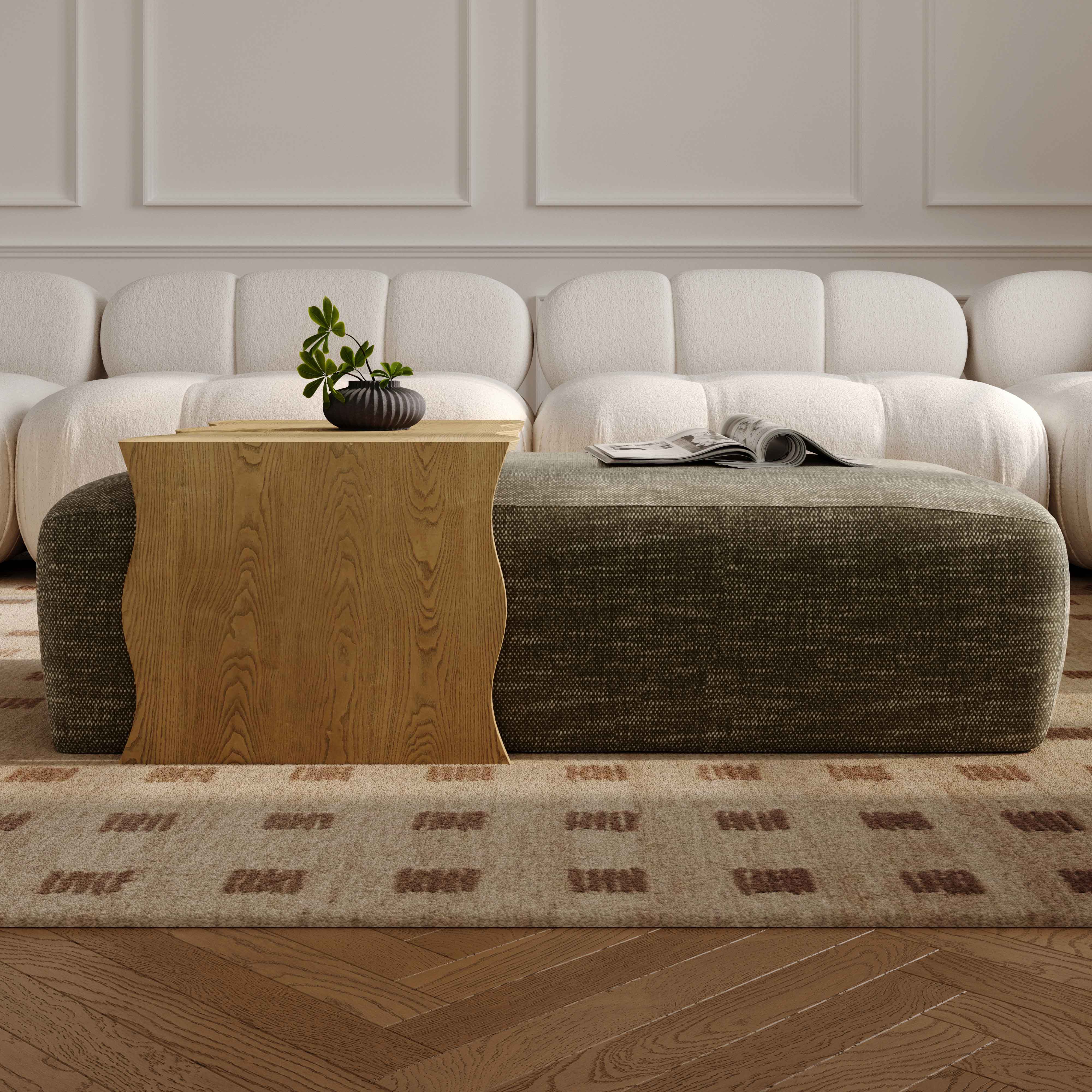 Spencer Performance Basketweave Ottoman with Bridge Table - Image 4