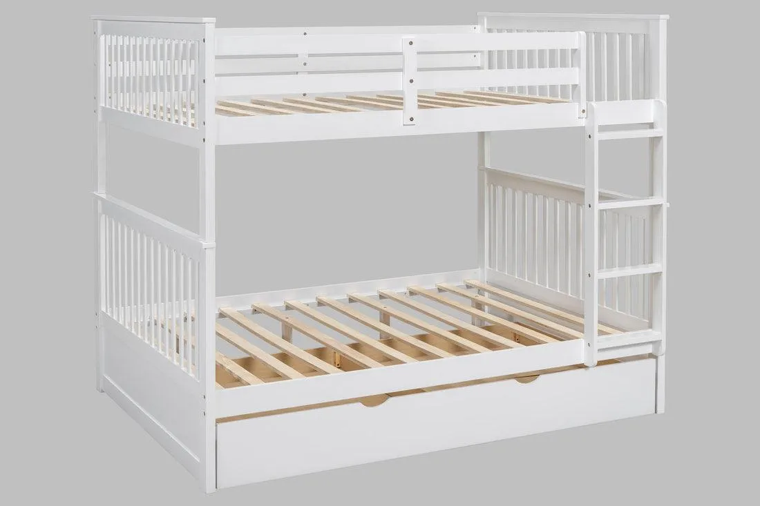 Stack White Full/Full Bunk Bed w/Twin Trundle - Image 2