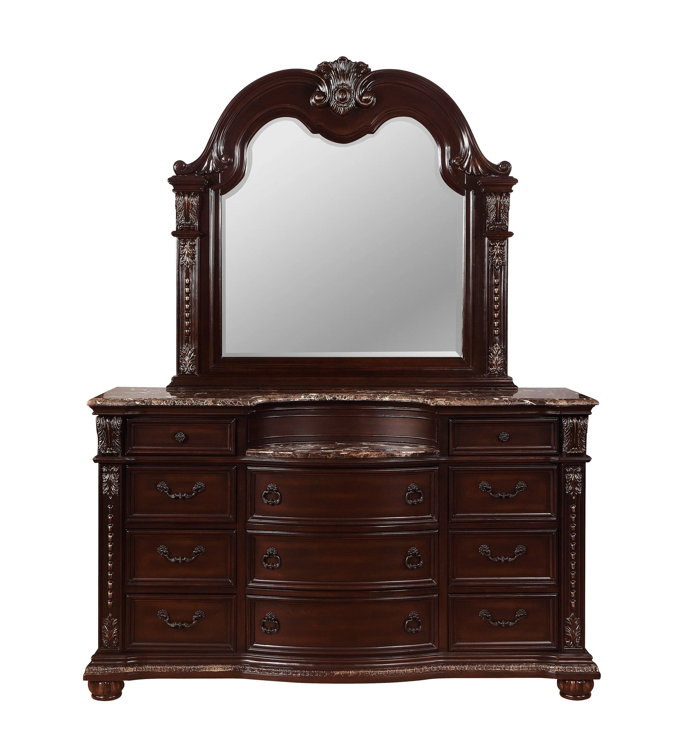 Stanley Cherry Brown Upholstered Sleigh Bedroom Set - Image 6