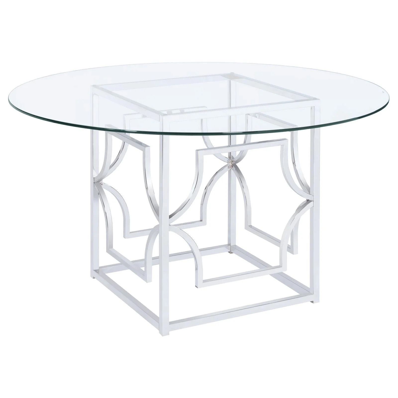 Starlight Clear and Chrome Round Glass Top Dining Table - Image 4