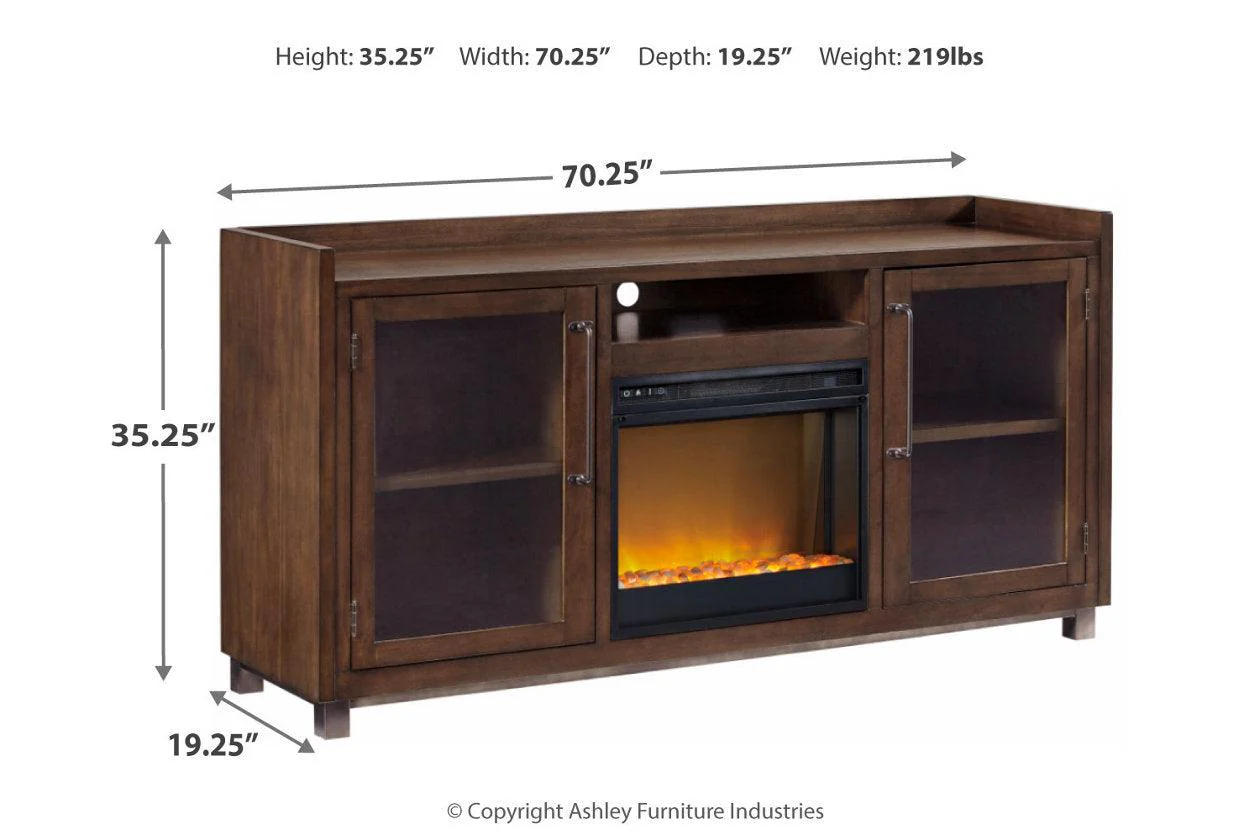 Starmore Brown 70" TV Stand with Electric Fireplace - Image 3