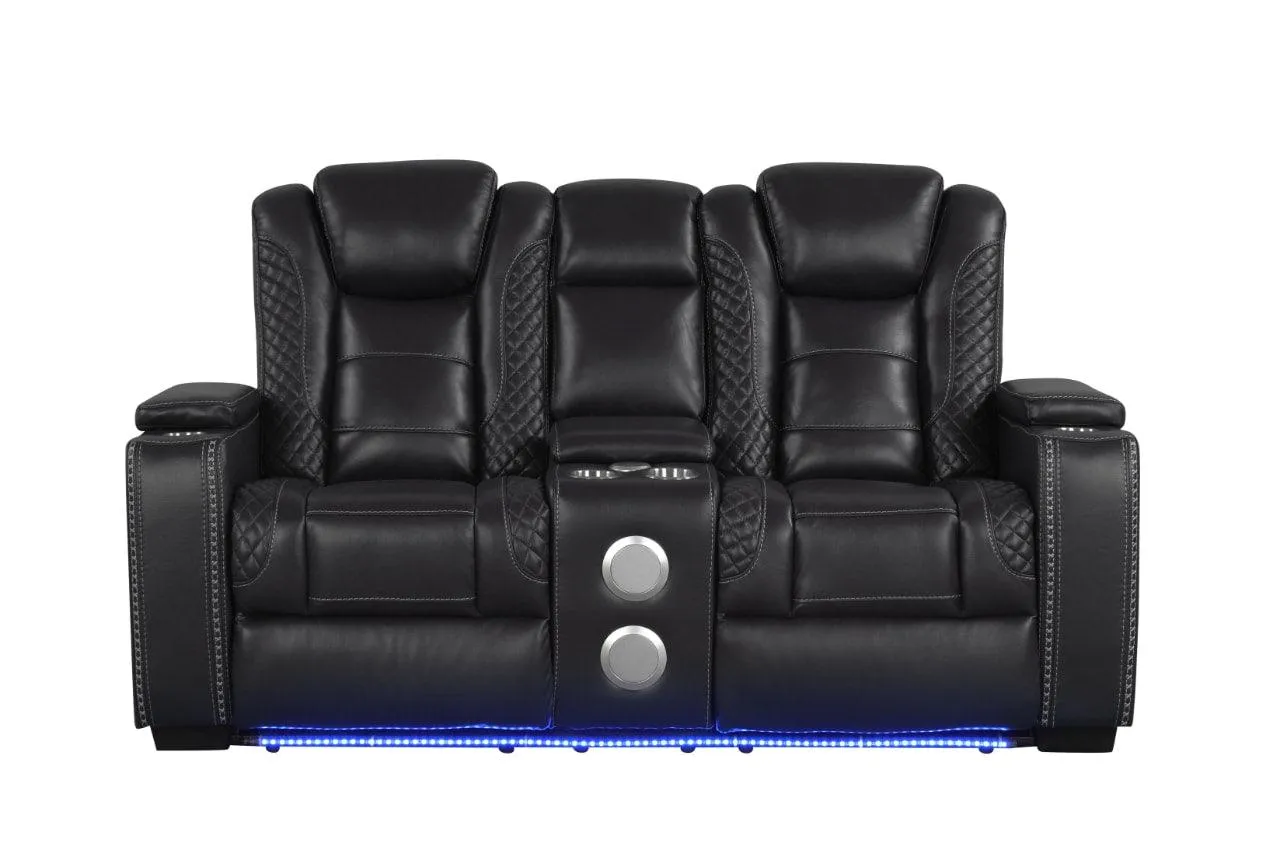 Stefano Black 3-Piece Reclining Living Room Set - Image 4