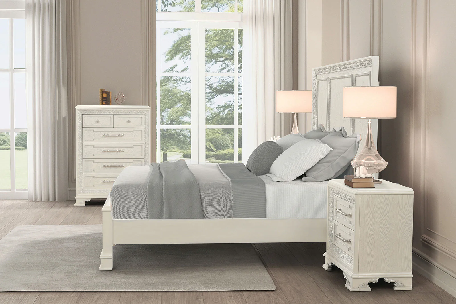 Stella Mia Creamy White Queen Bed - Image 3