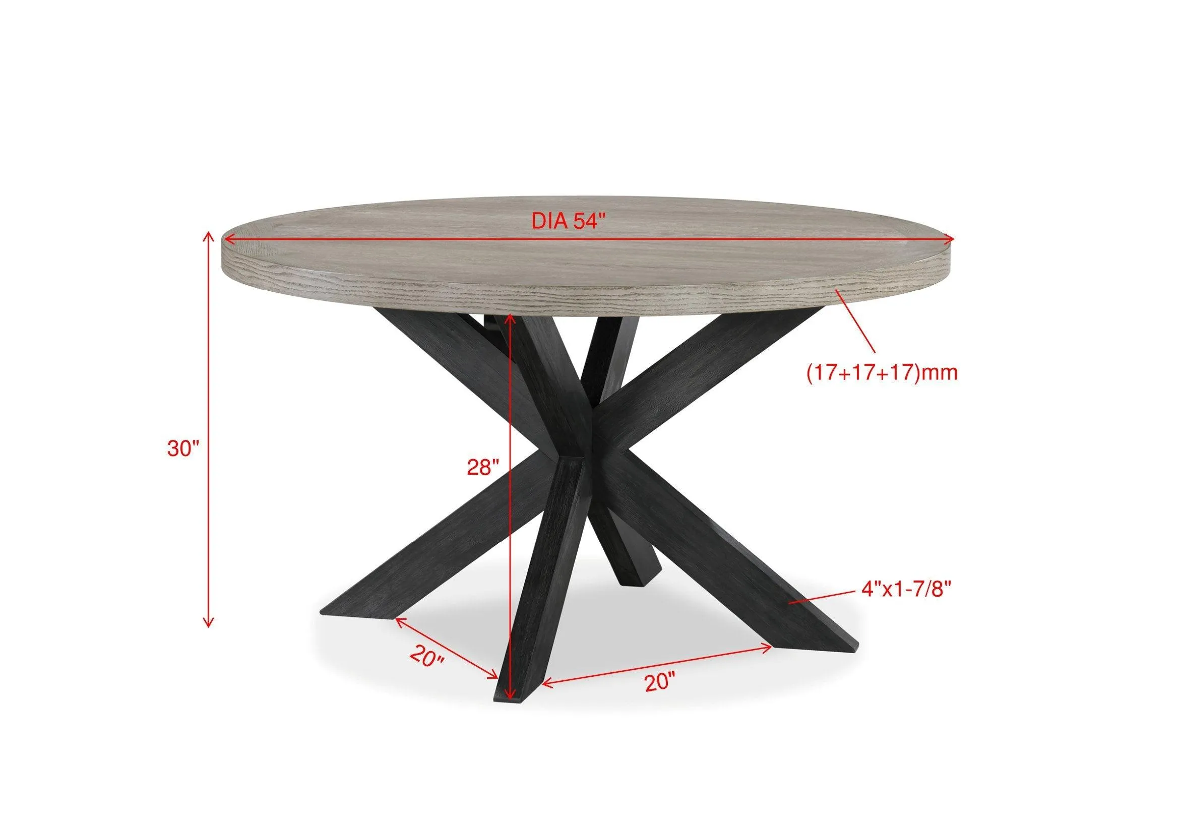 Stevens Charcoal Black and Light Gray Round Dining Table - Image 4