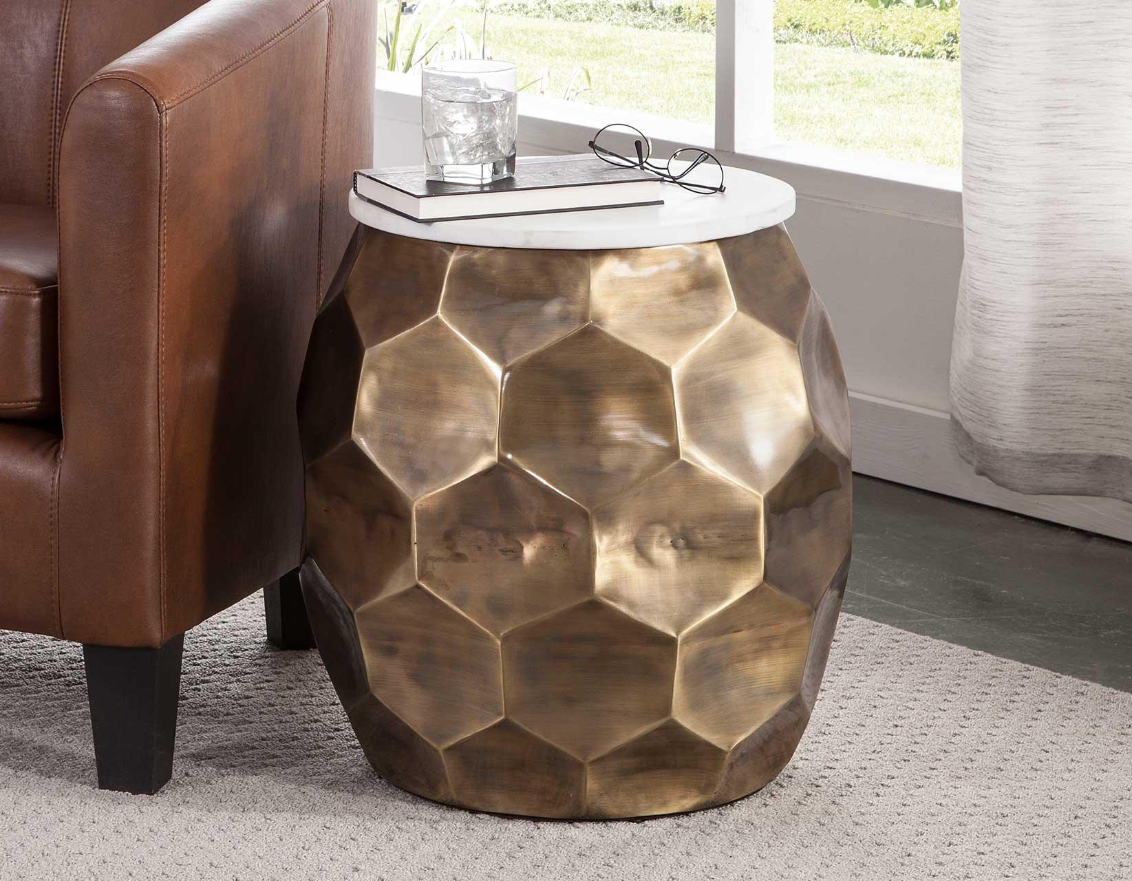Stomp Round End Table w/0.5″ Marble Top - Image 3