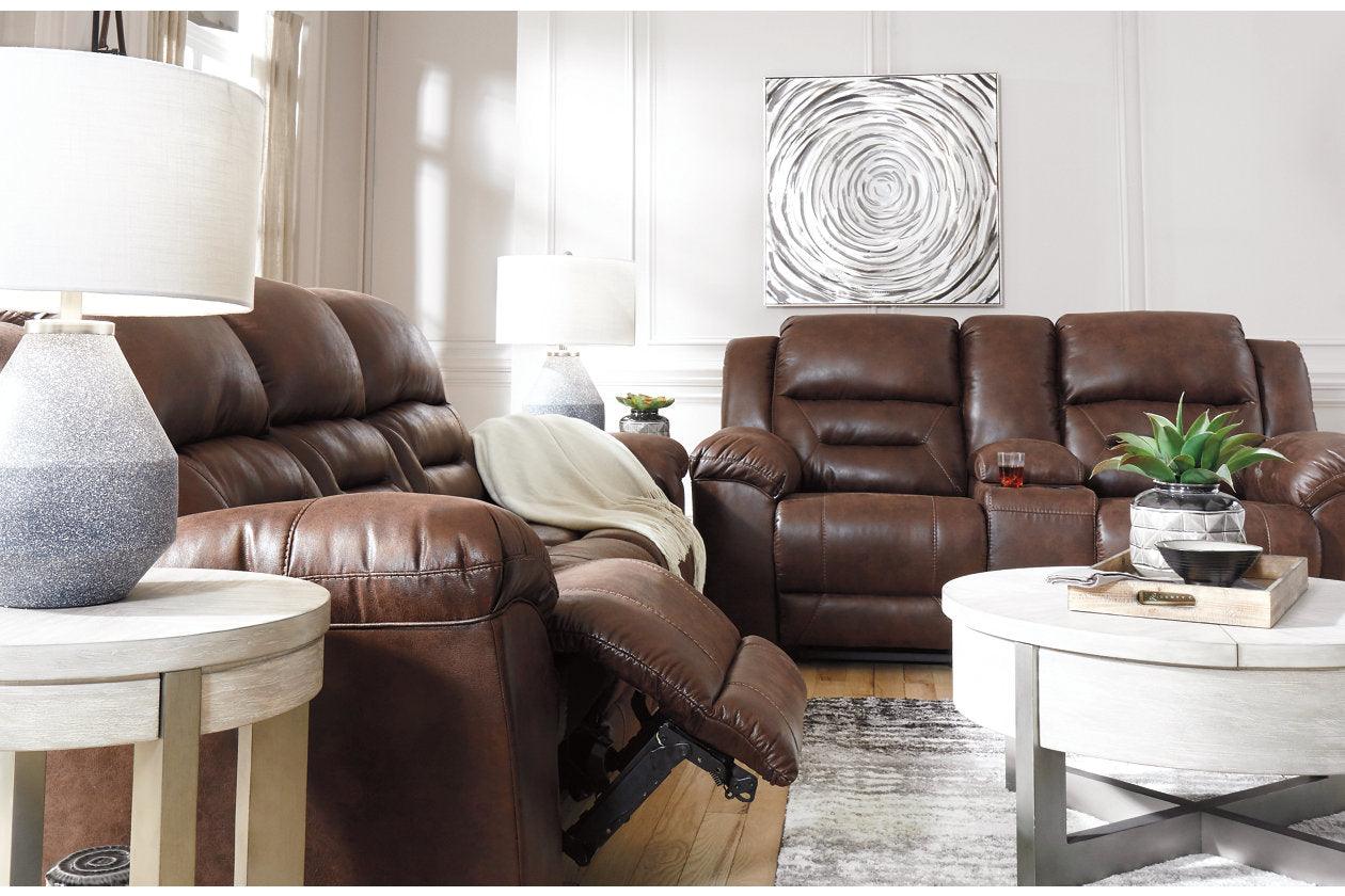 Stoneland Chocolate Manual Reclining Loveseat with Console - Image 5