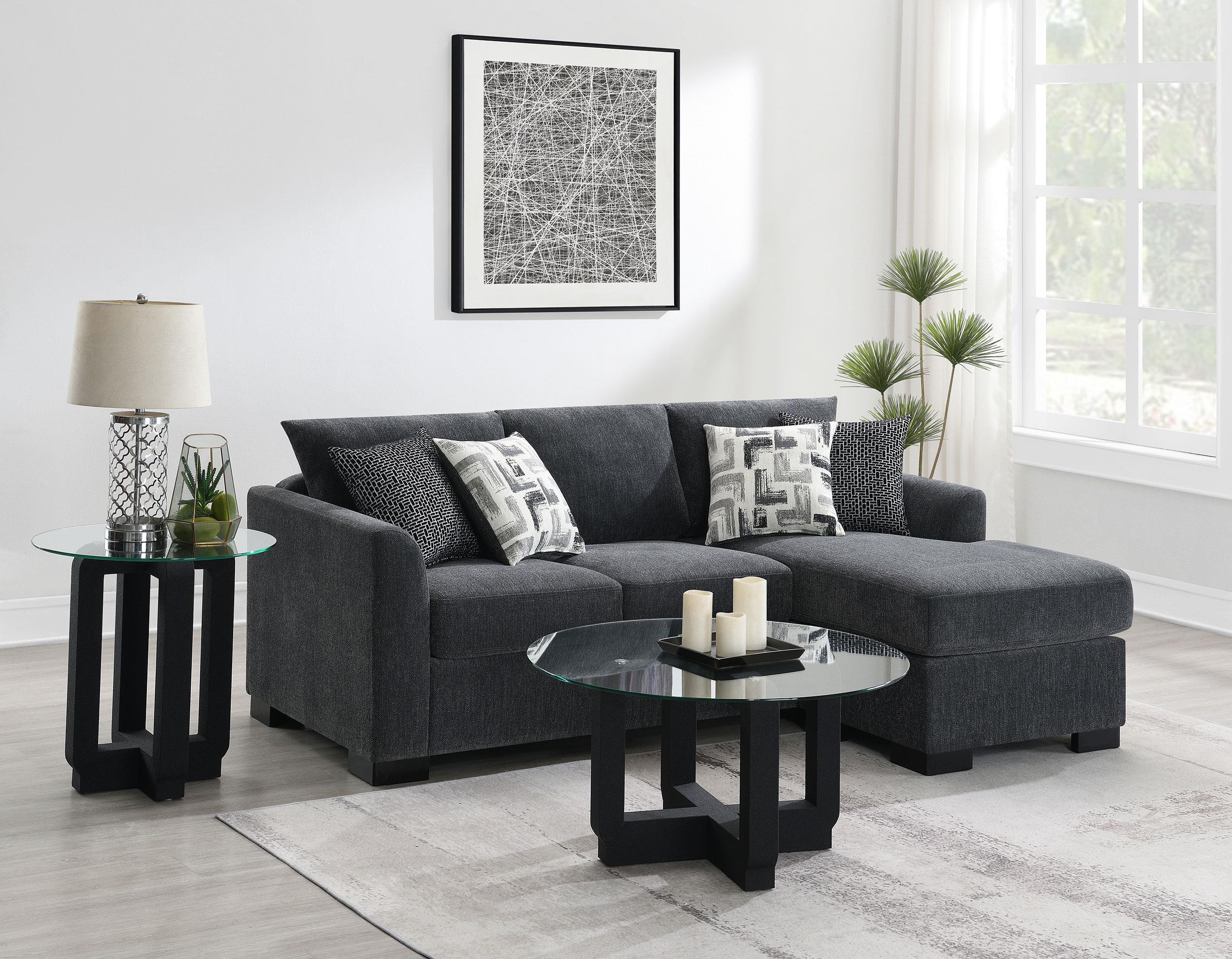 Storey Dark Grey Upholstered Sleeper Sectional Chaise Sofa