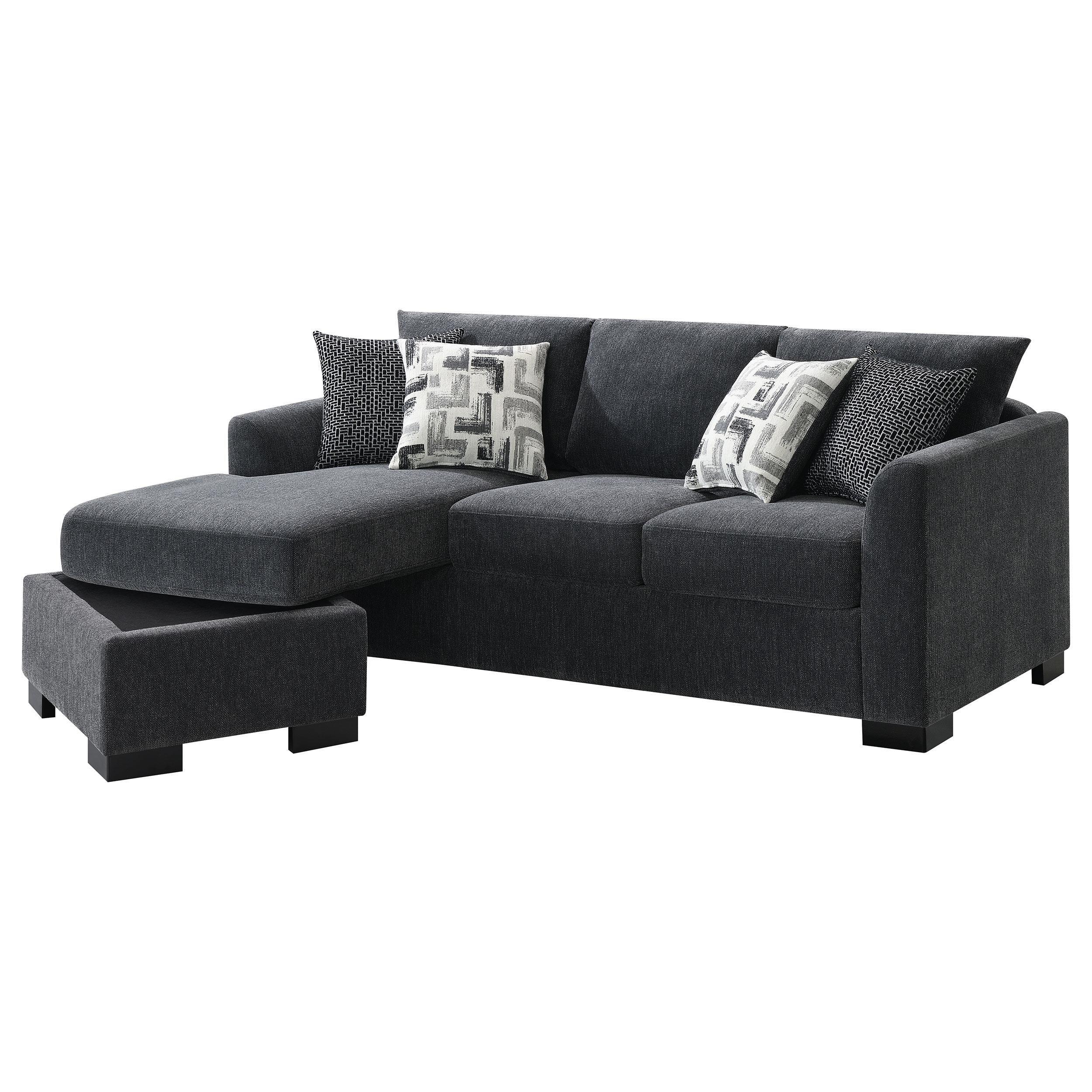 Storey Dark Grey Upholstered Sleeper Sectional Chaise Sofa - Image 7