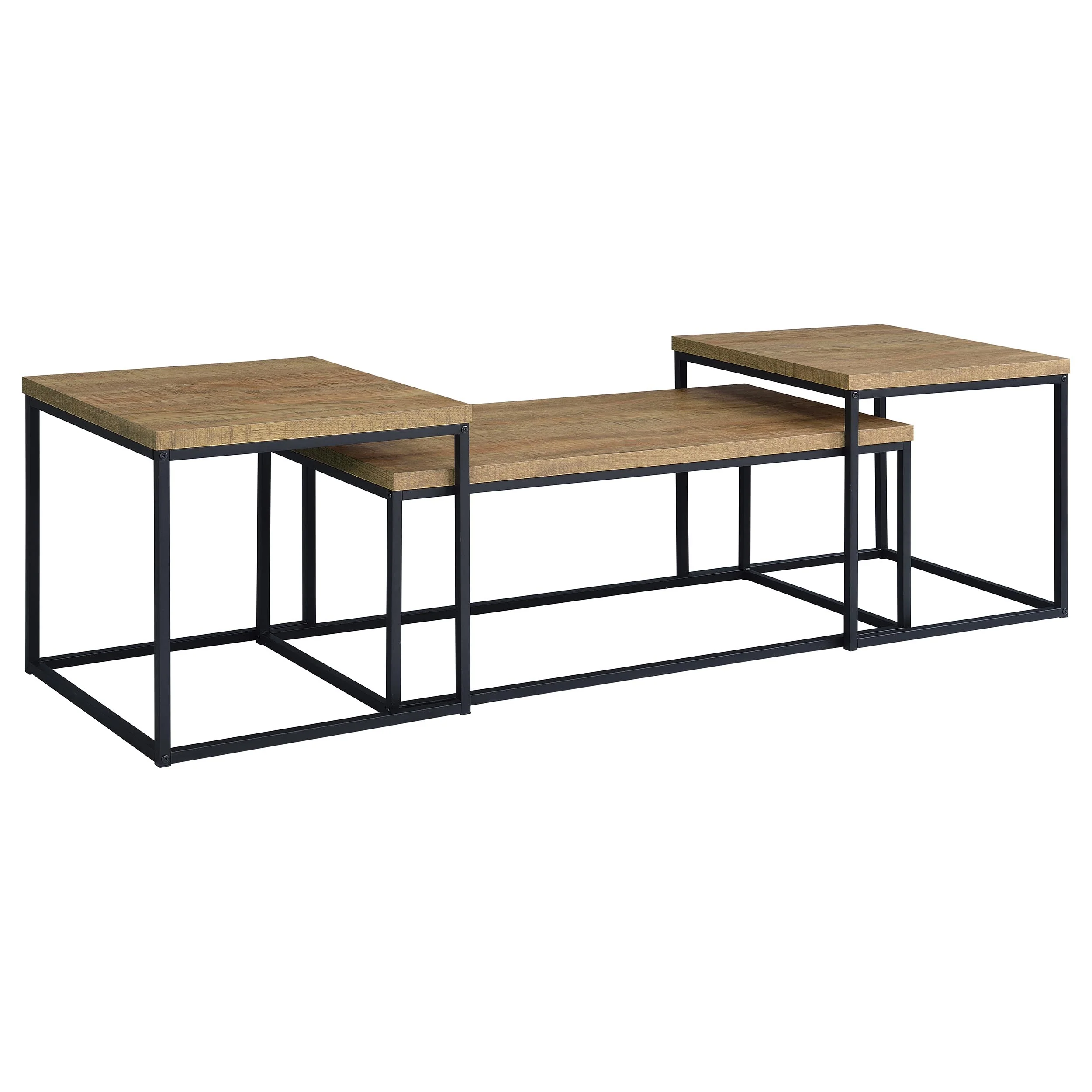 Straden Mango and Black 3-piece Engineered Wood Coffee Table Set - Image 3