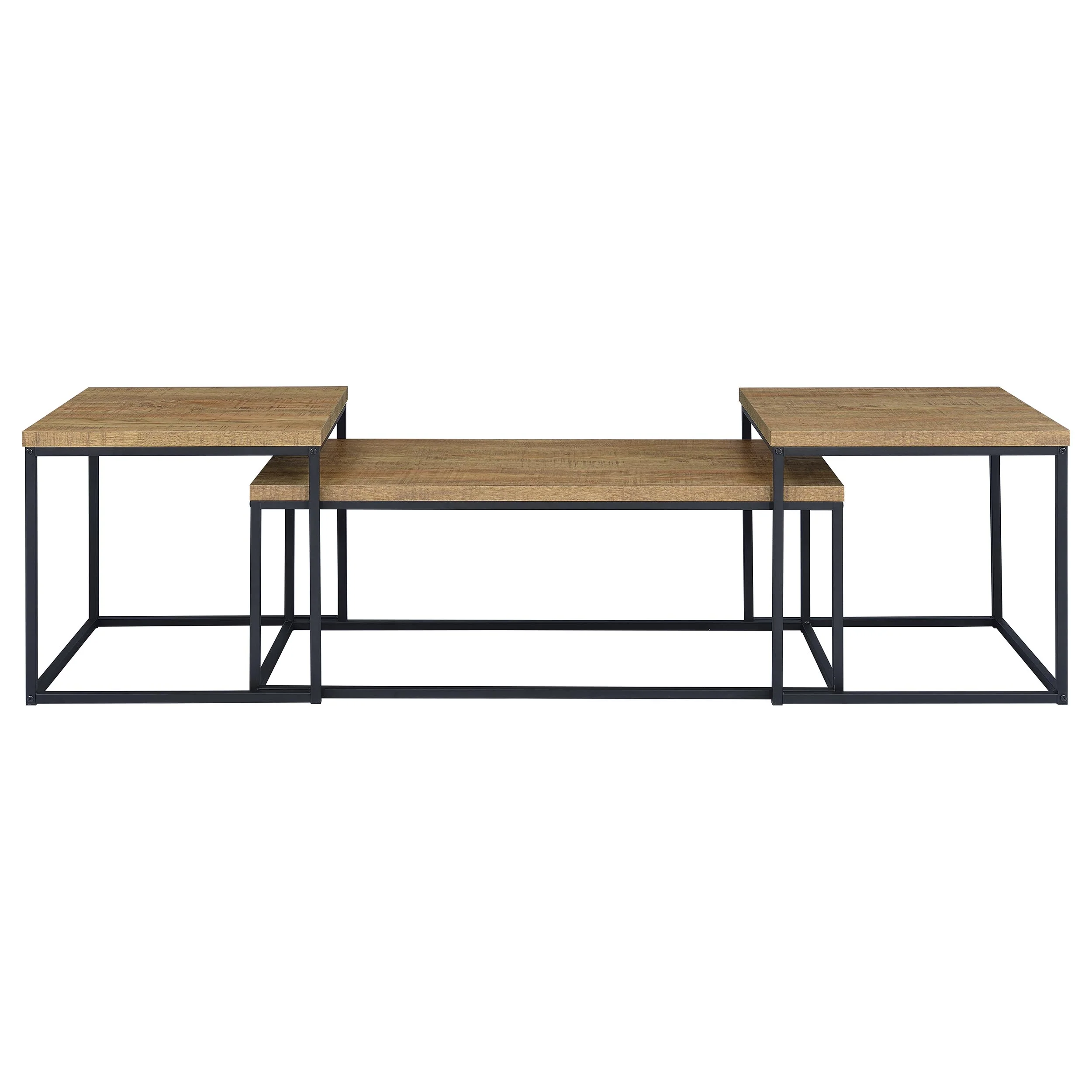 Straden Mango and Black 3-piece Engineered Wood Coffee Table Set - Image 4