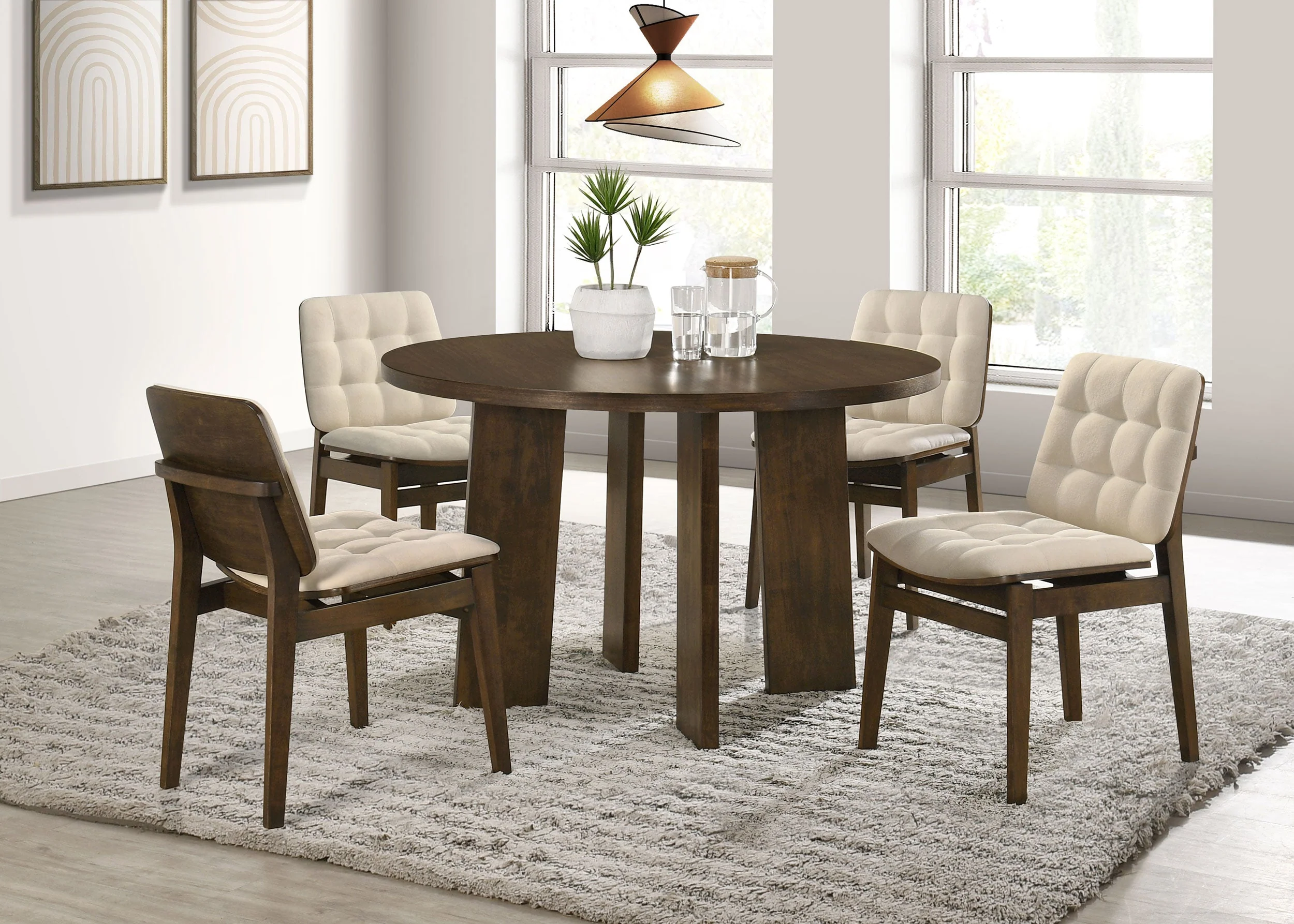Strouse Cream/Walnut 5-piece Dining Set