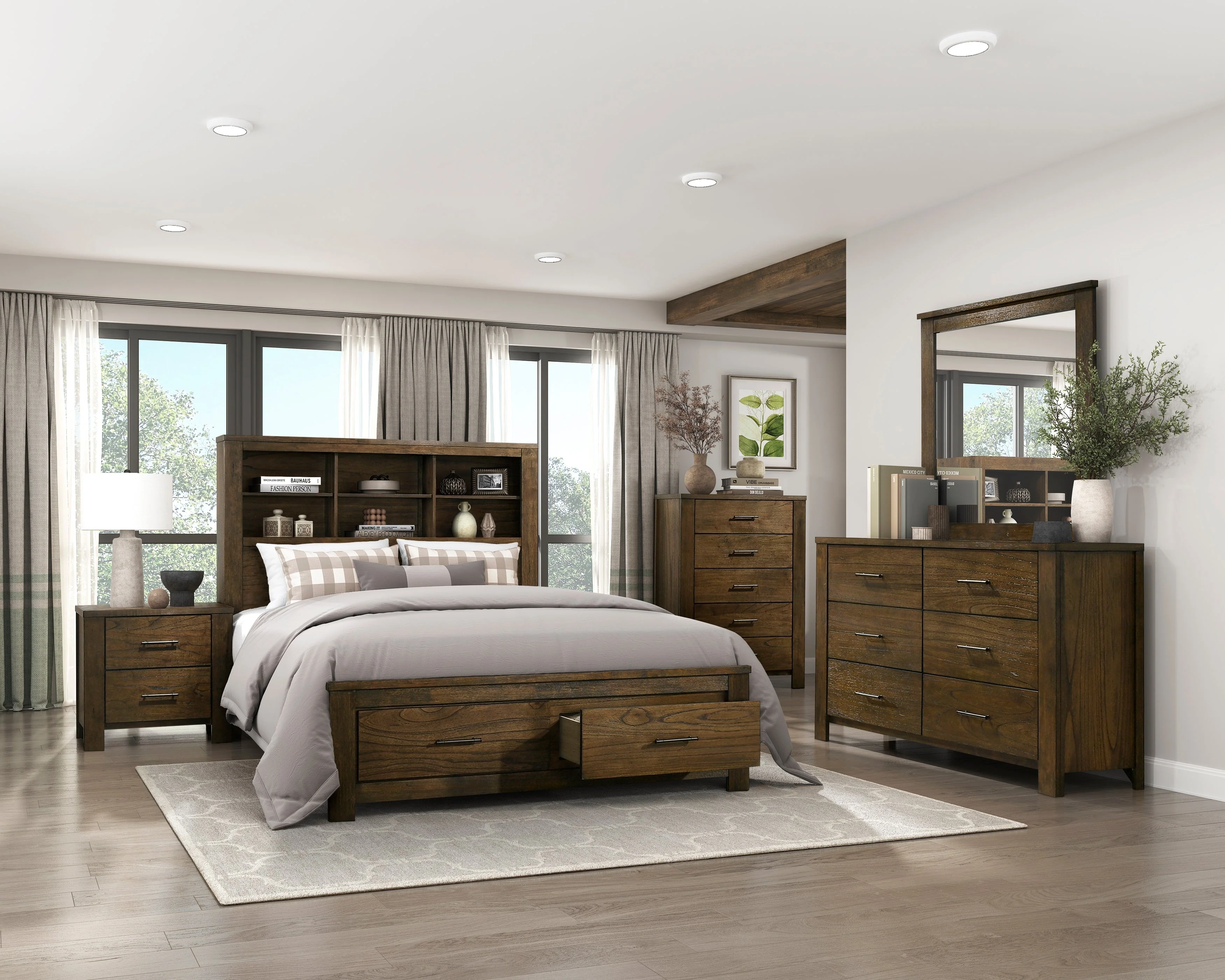 Sullivan Brown King Platform Bed with 2 Nightstands - Image 10