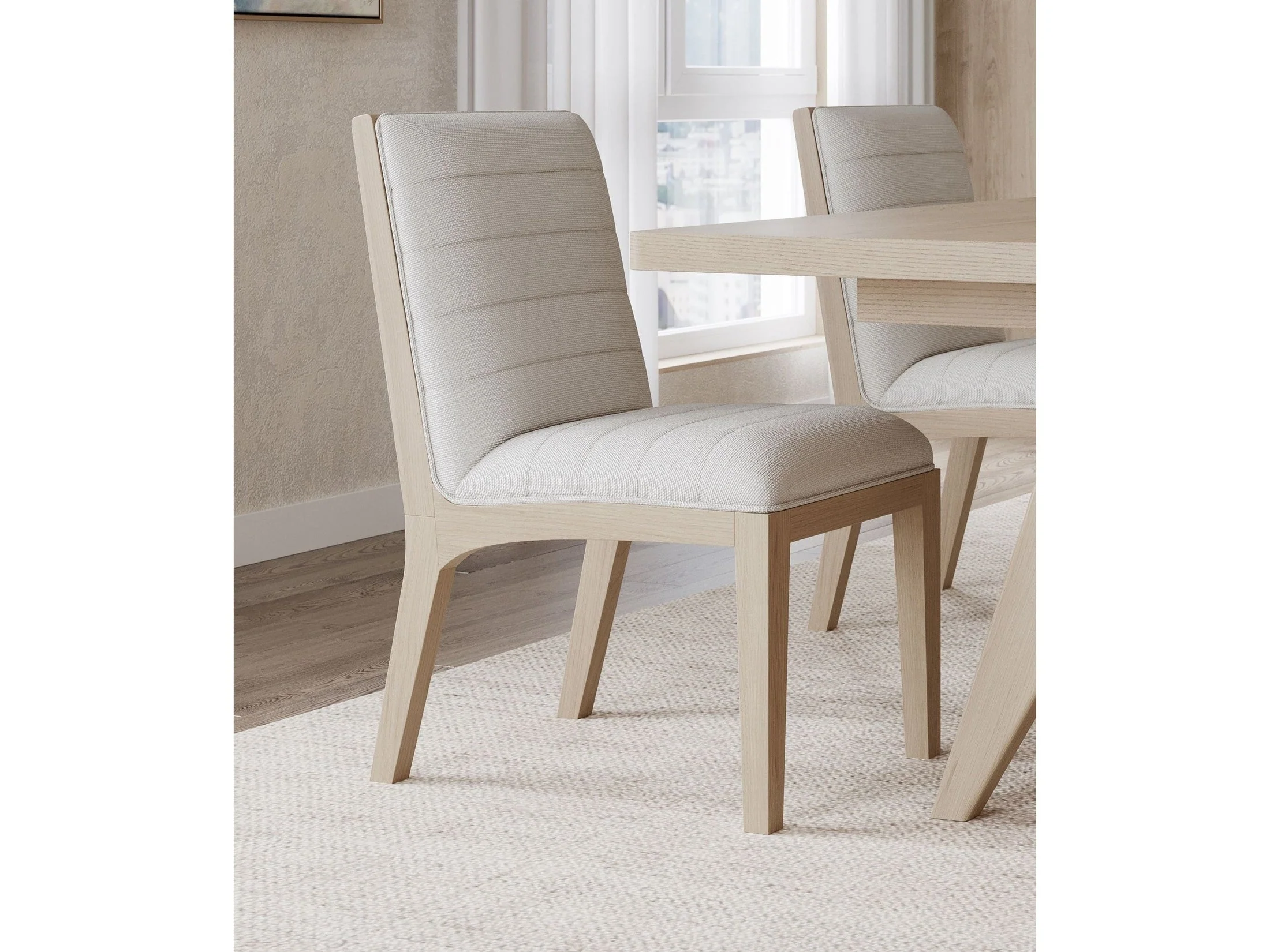 Sumire Ginger and Natural Linen Solid Wood Dining Chair (Set of 2)