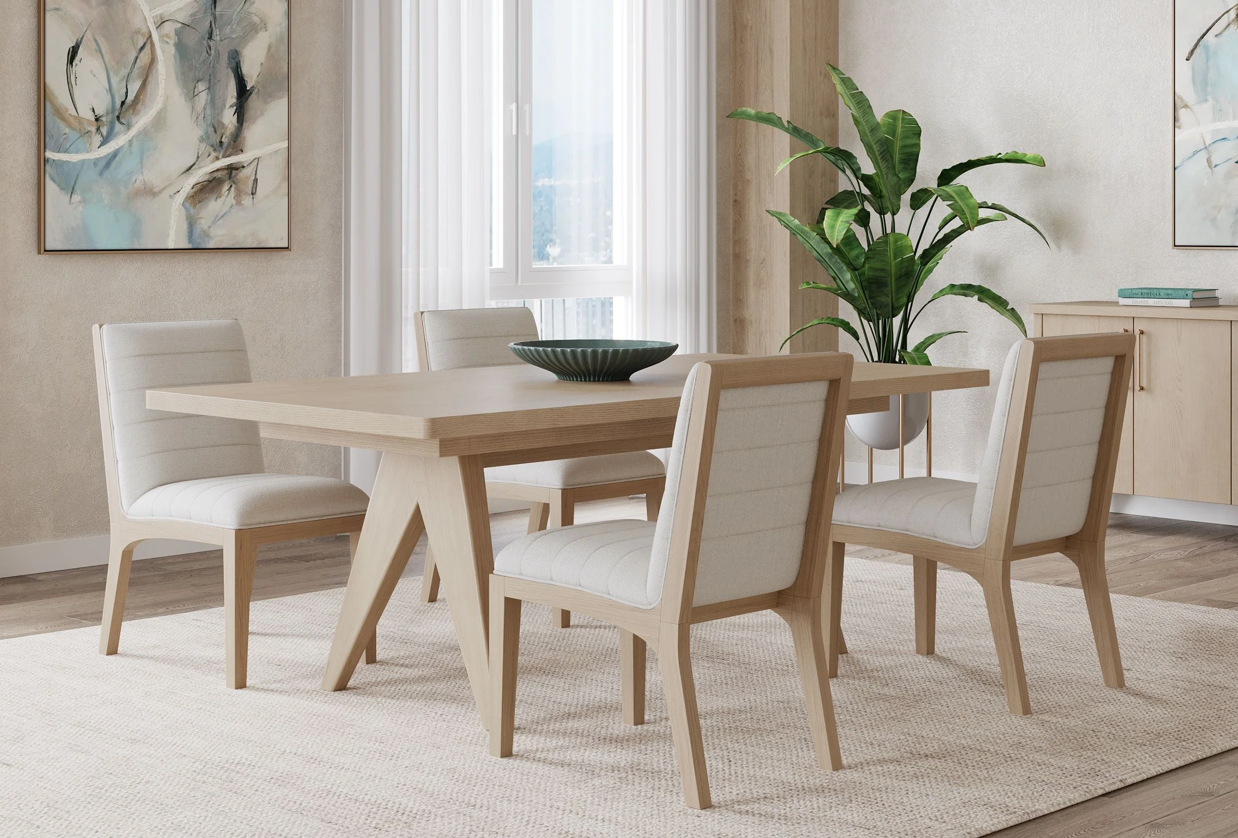 Sumire Ginger and Natural Linen Solid Wood Dining Chair (Set of 2) - Image 4