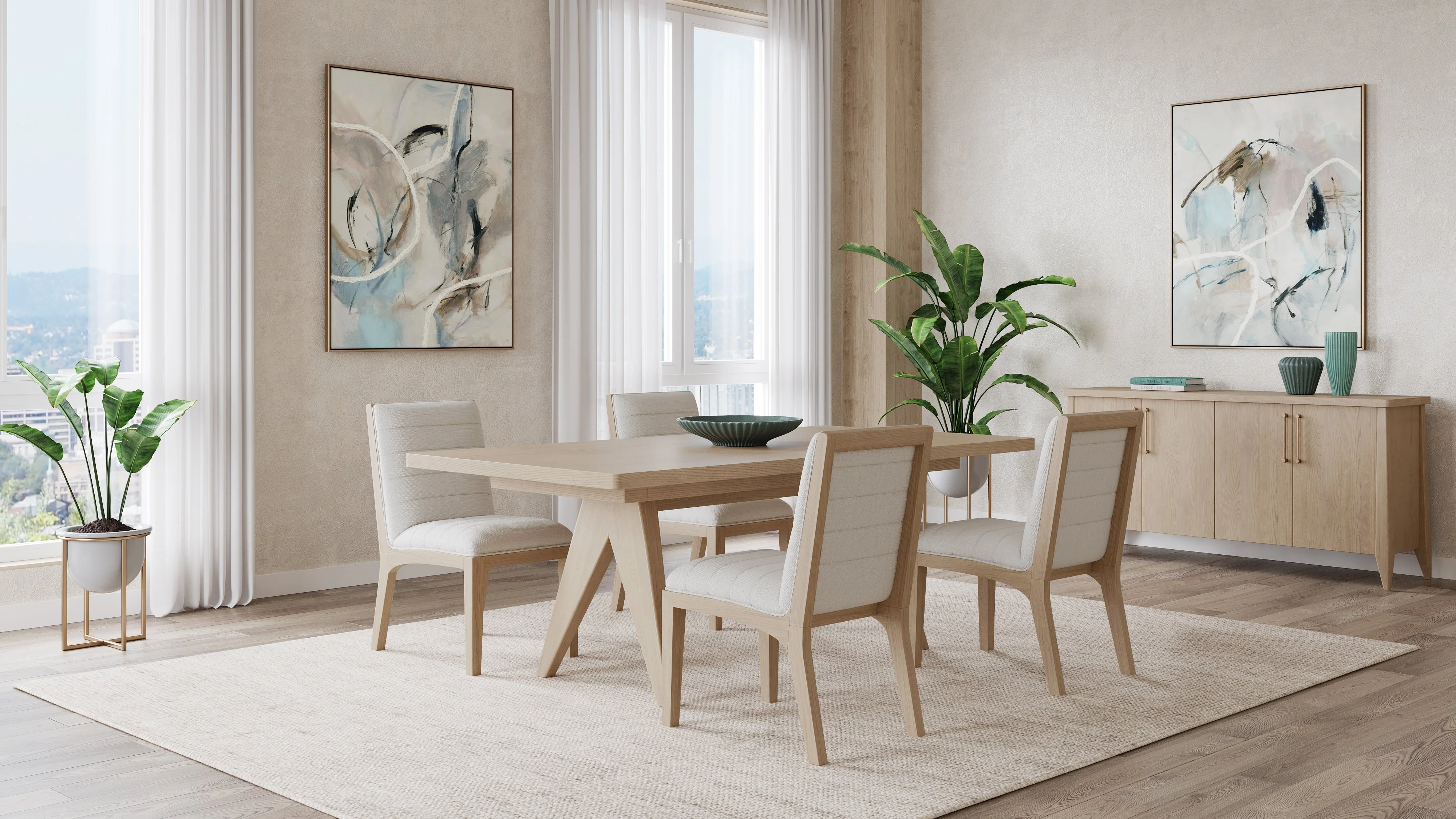 Sumire Ginger and Natural Linen Solid Wood Dining Chair (Set of 2) - Image 5