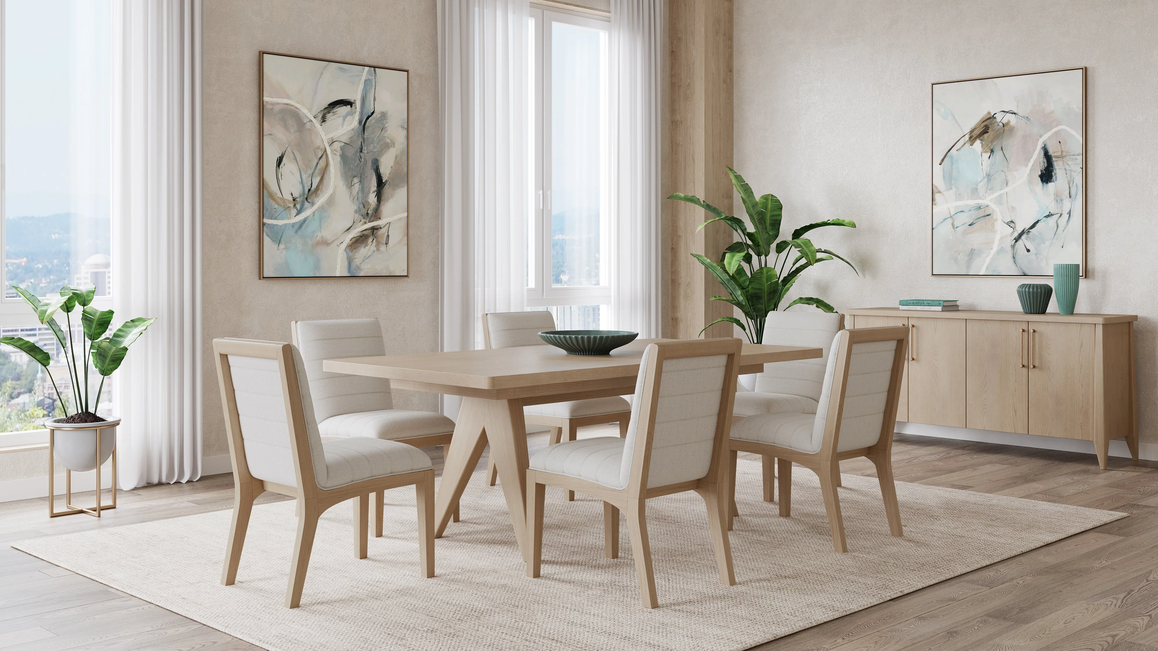 Sumire Ginger and Natural Linen Solid Wood Dining Chair (Set of 2) - Image 7