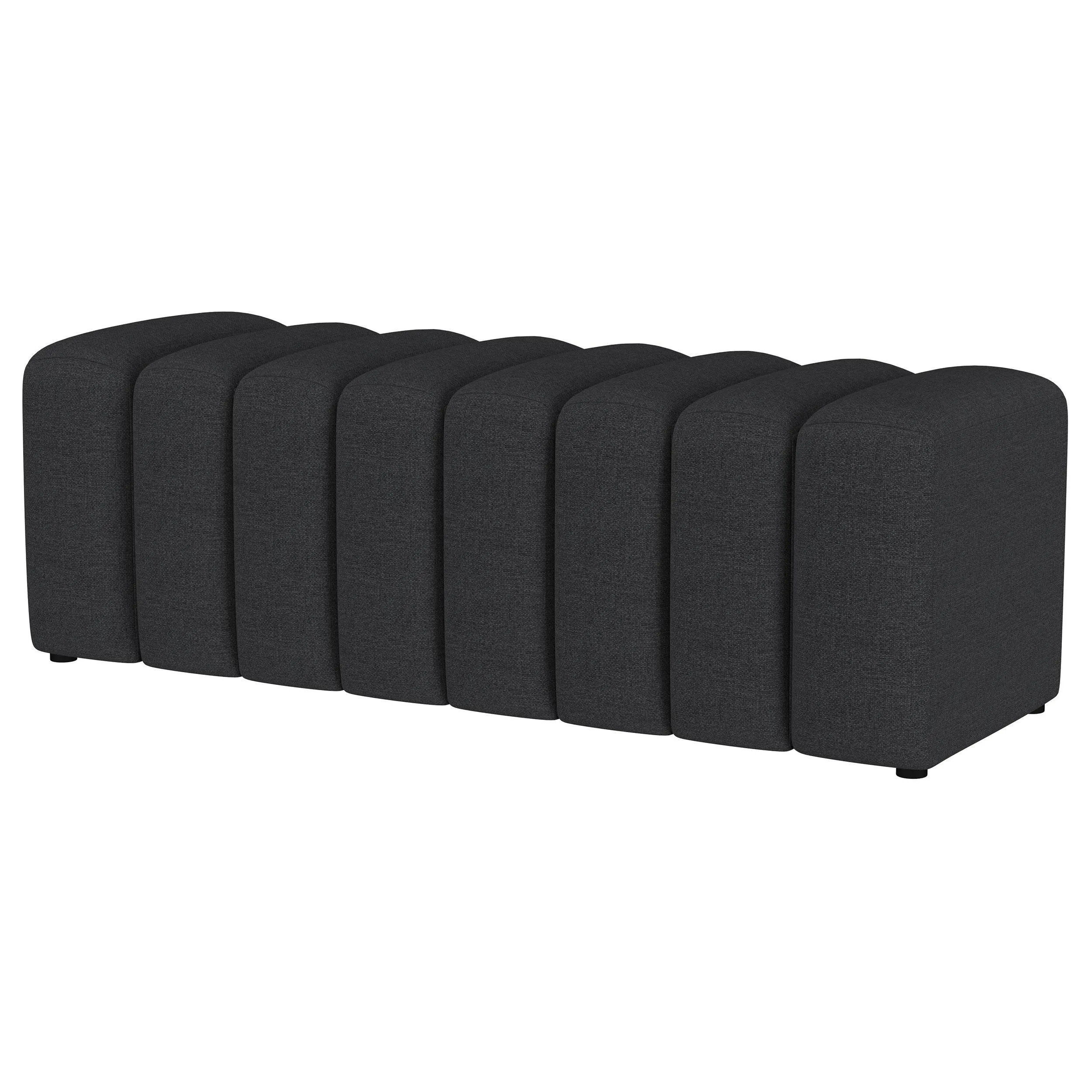 Summer Charcoal Upholstered Channel Tufted Accent Bench - Image 3